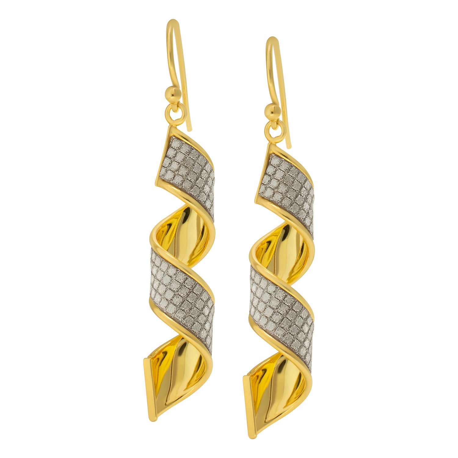 14K Sterling Silver Twist Drop Earrings