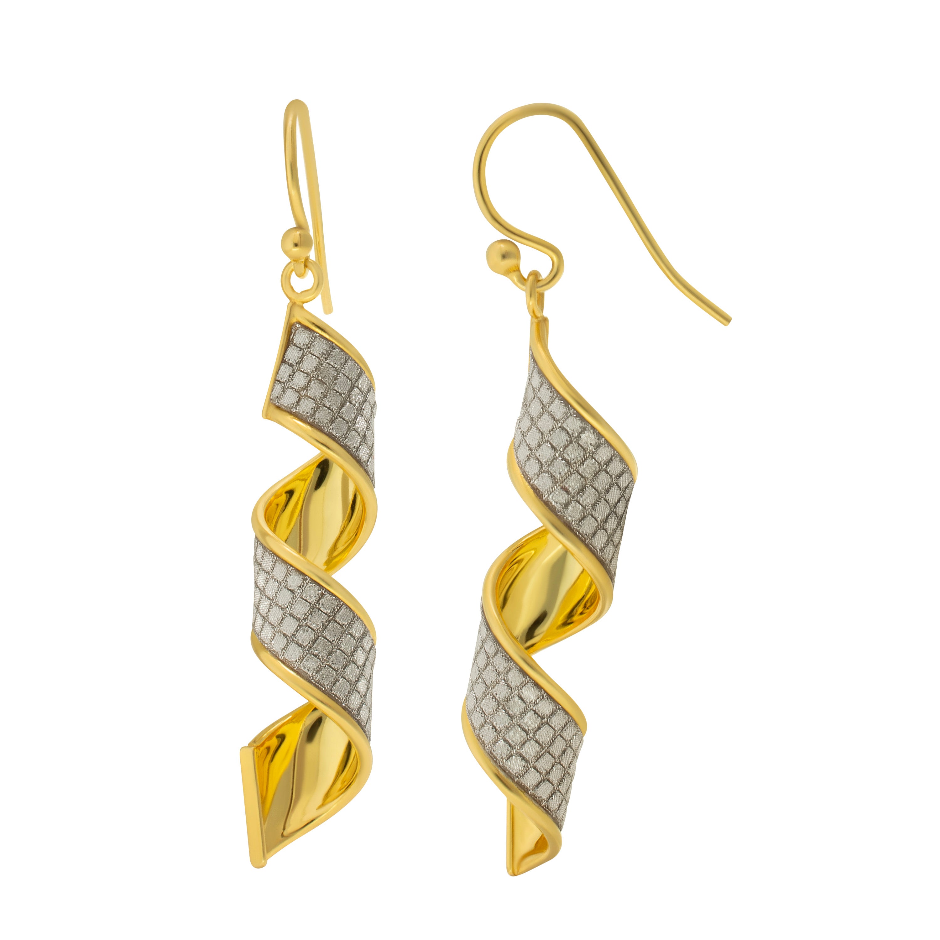 14K Sterling Silver Twist Drop Earrings