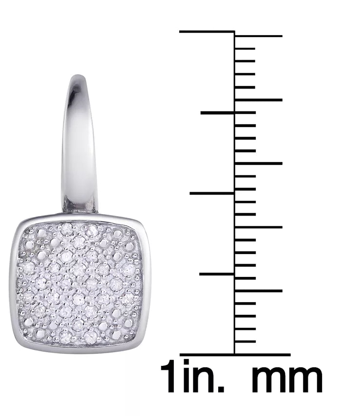 Sterling Silver 1/4 Ct Diamond Square Lever Back Earring
