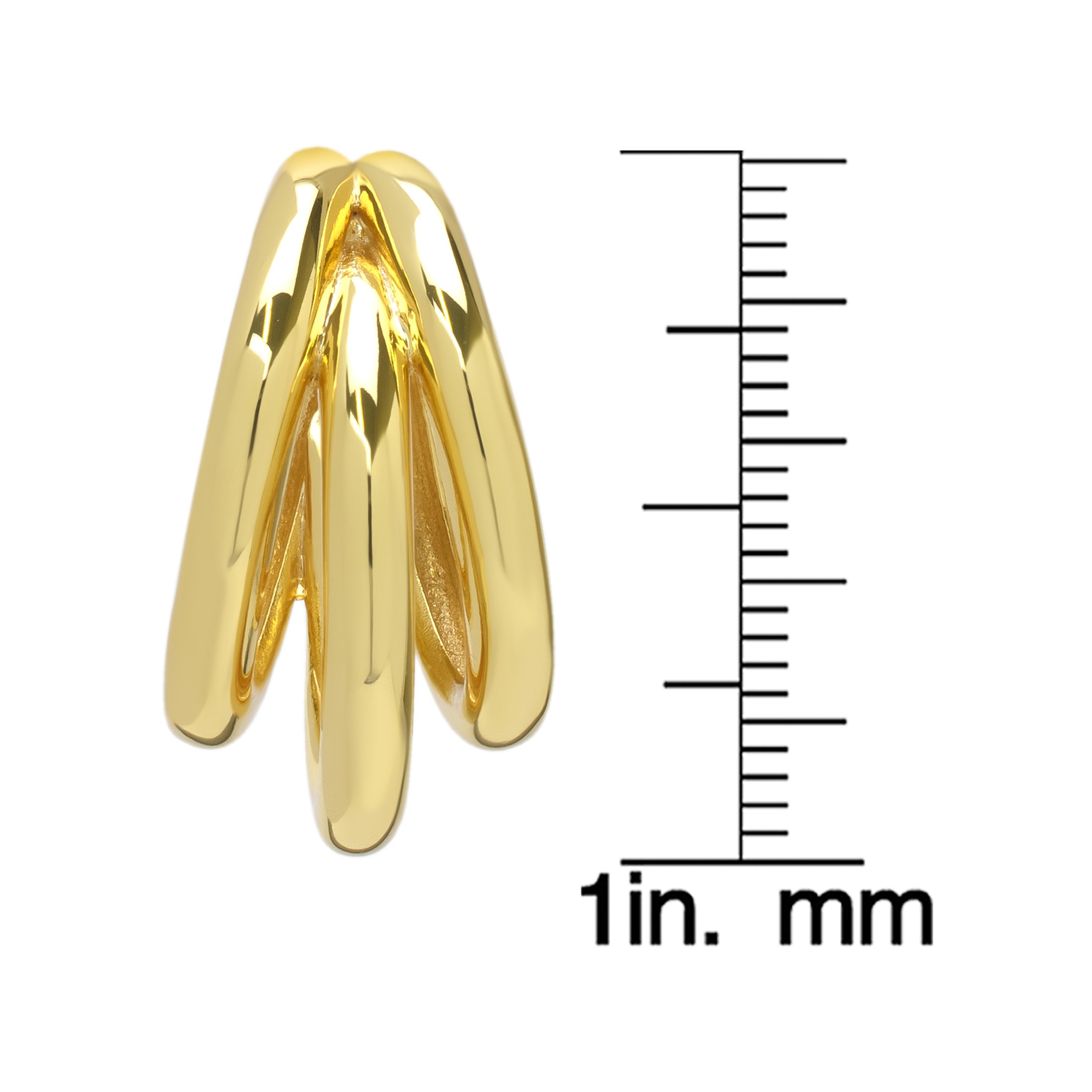 Gold Plated 3 Row Hoop Earrings