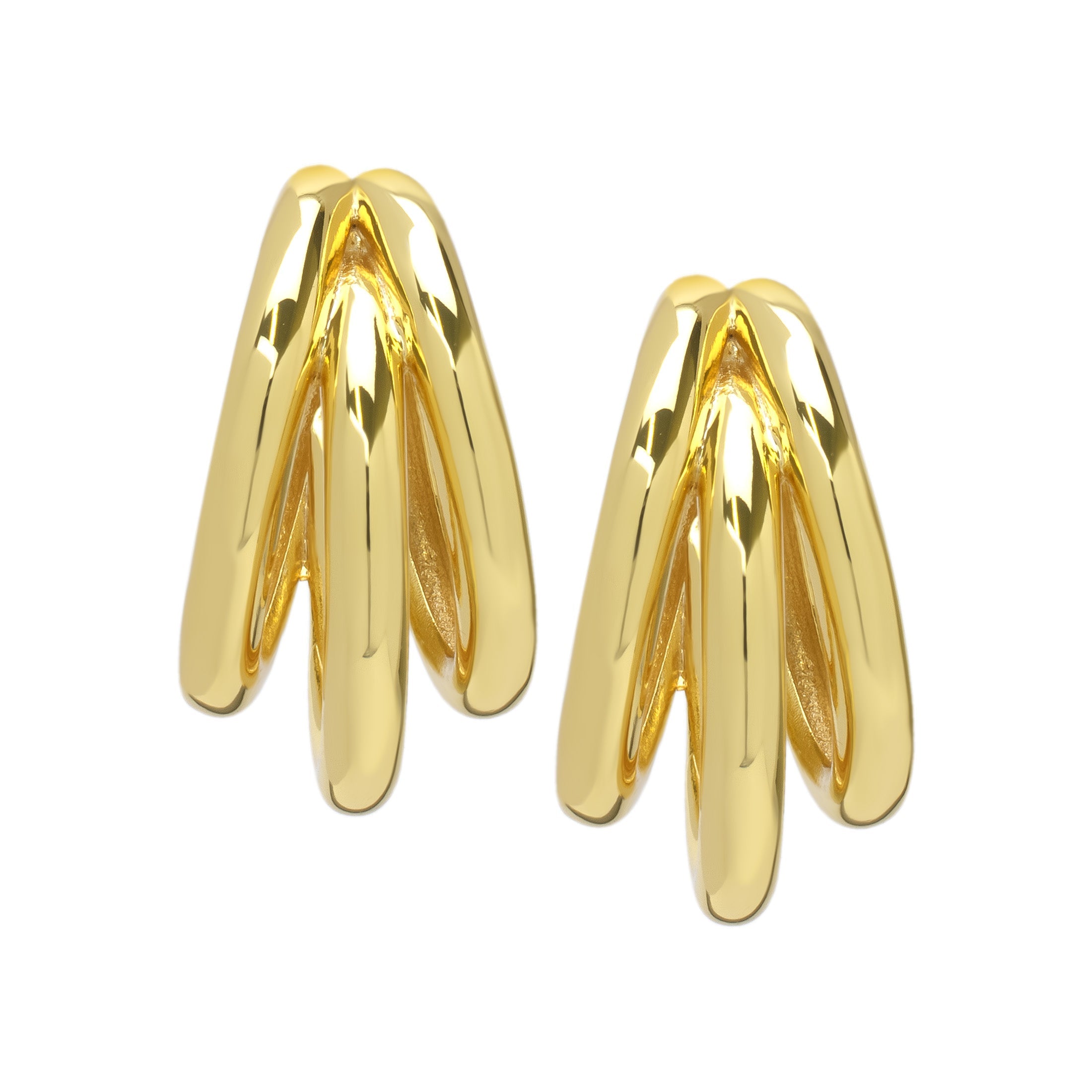 Gold Plated 3 Row Hoop Earrings