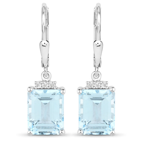 8.33 Carat Genuine Blue Topaz .925 Sterling Silver Earrings