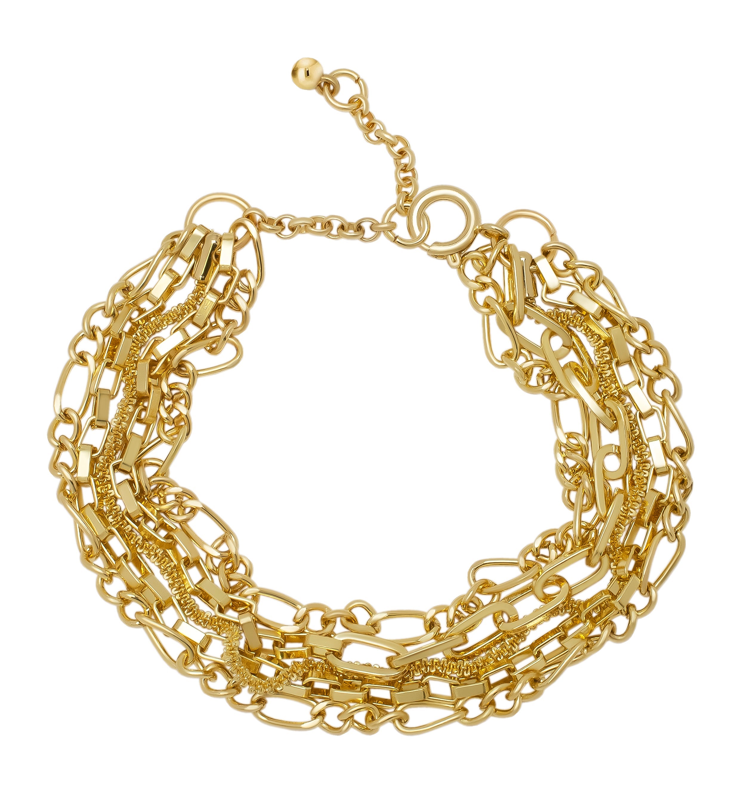 Yellow Gold Plated 5 Row Link Bracelet