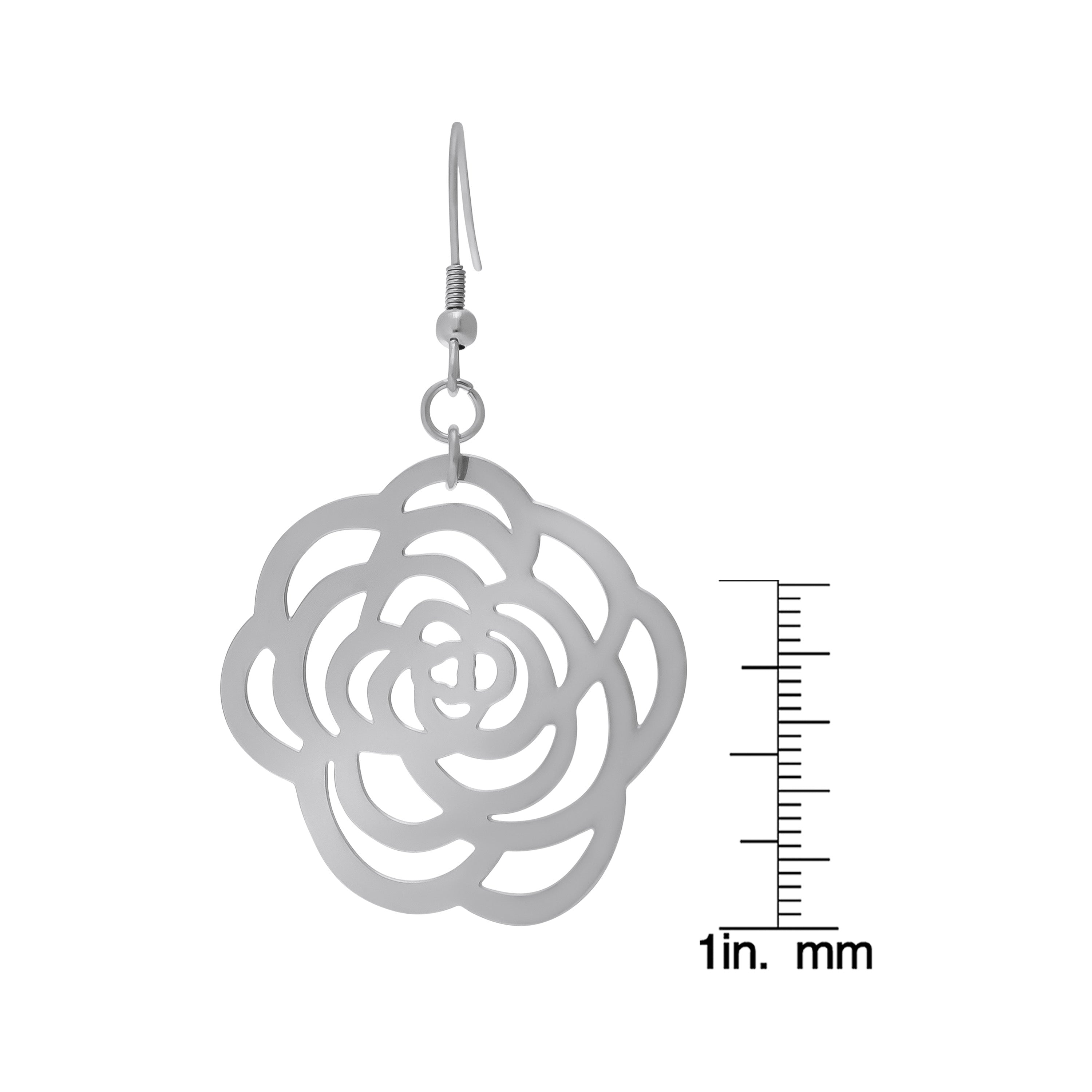 Silver-plated Stainless Steel Flower Earrings
