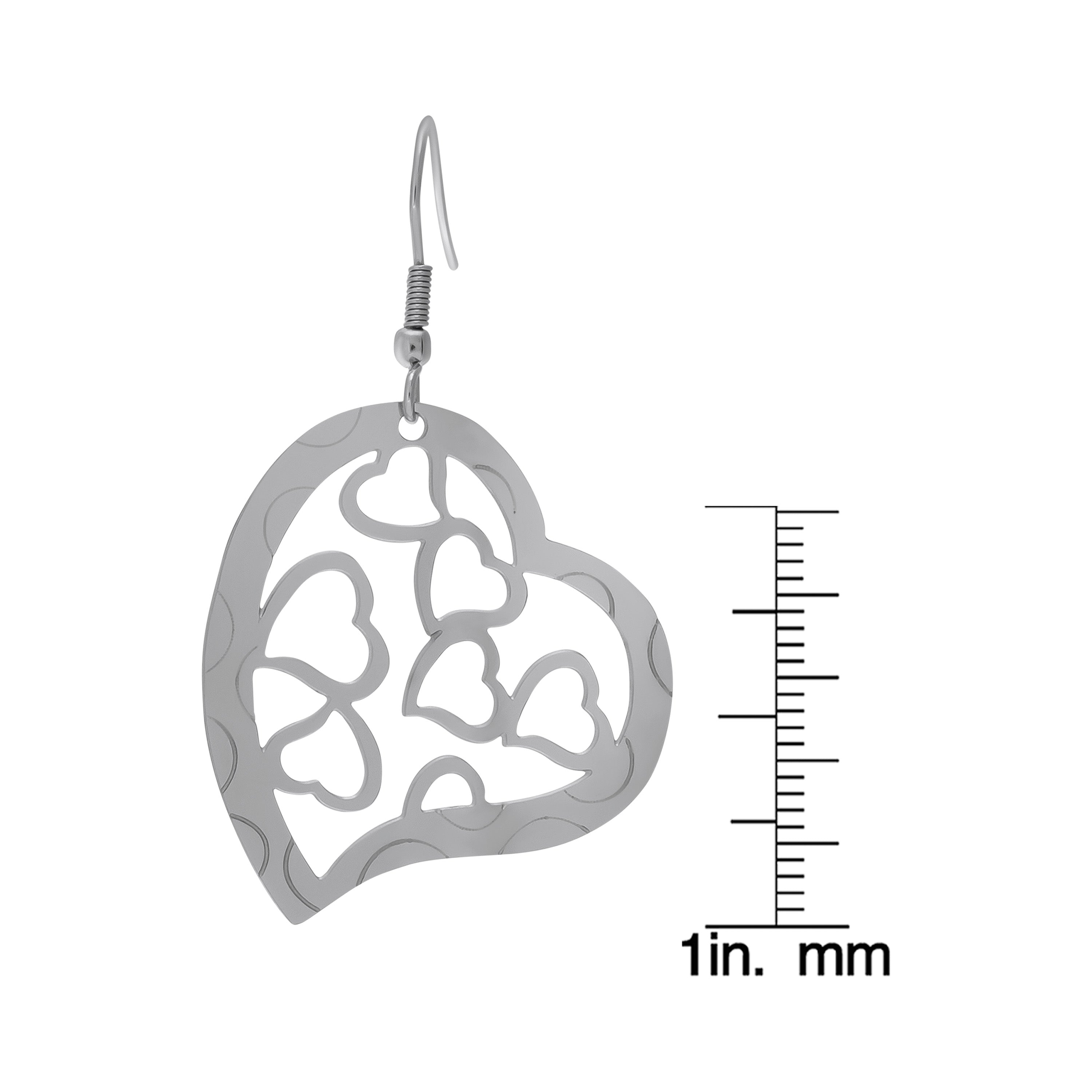 Silver-plated Stainless Steel Heart Earrings