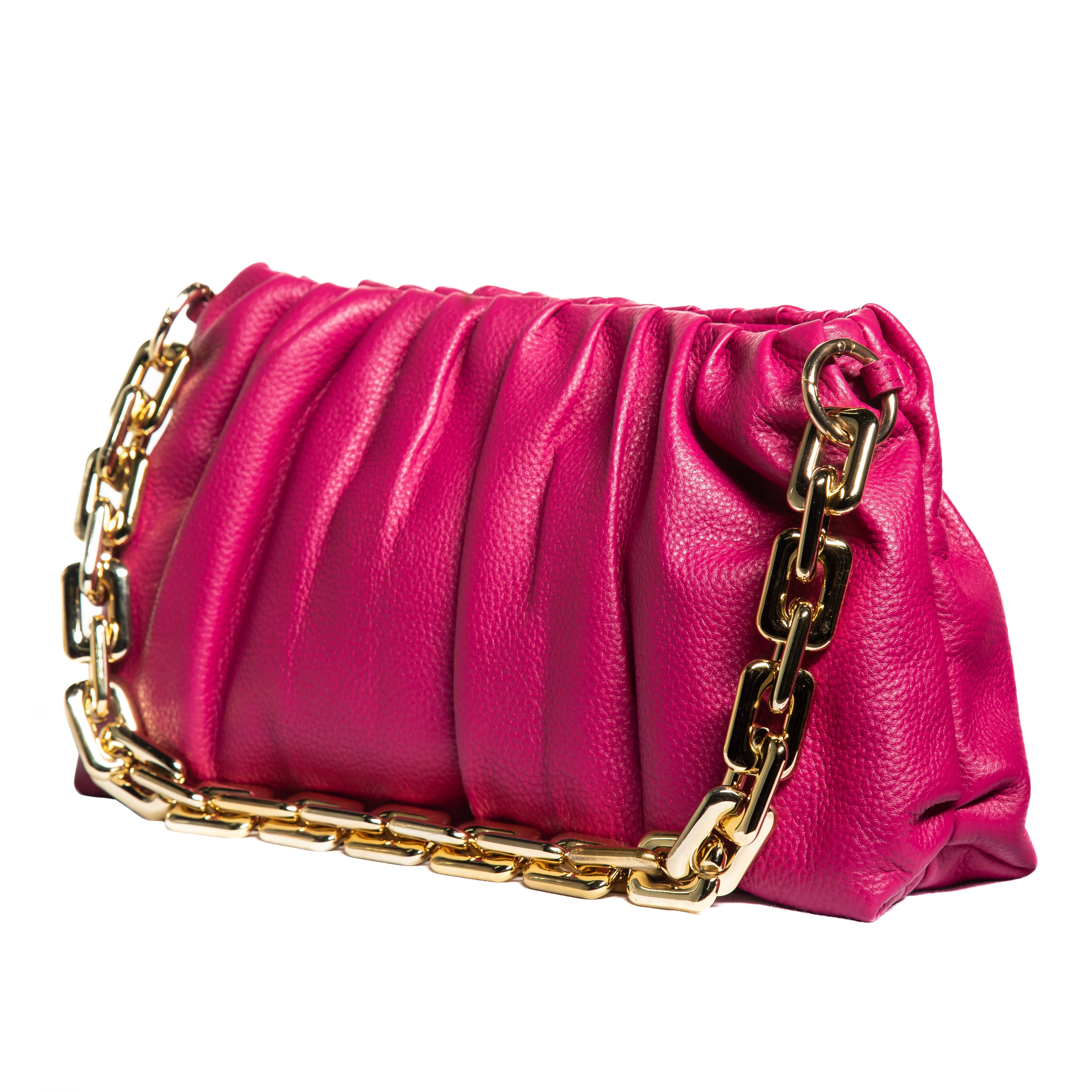 Sophia Leather Clutch Bag with Chain Handle