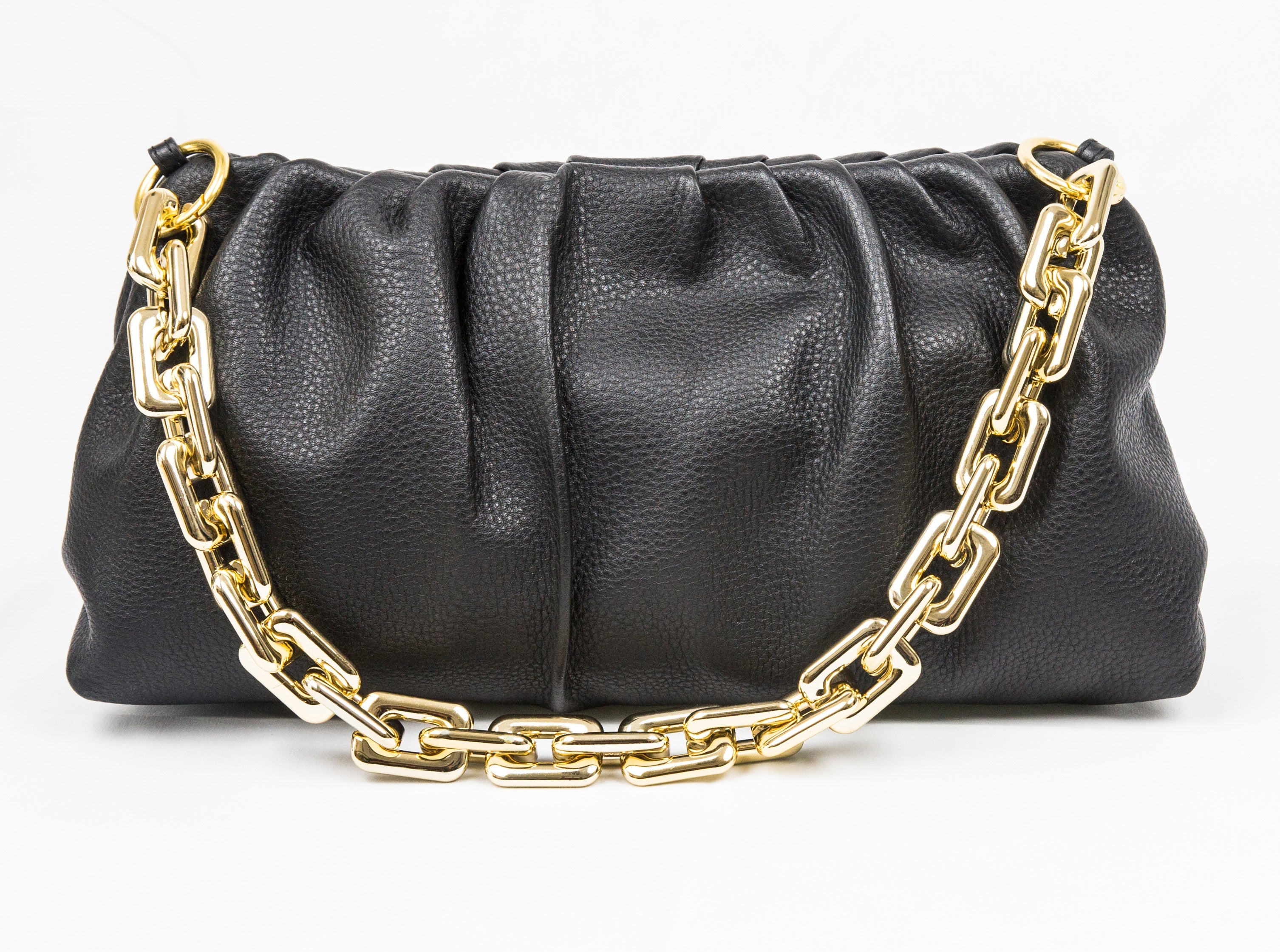 Sophia Leather Clutch Bag with Chain Handle