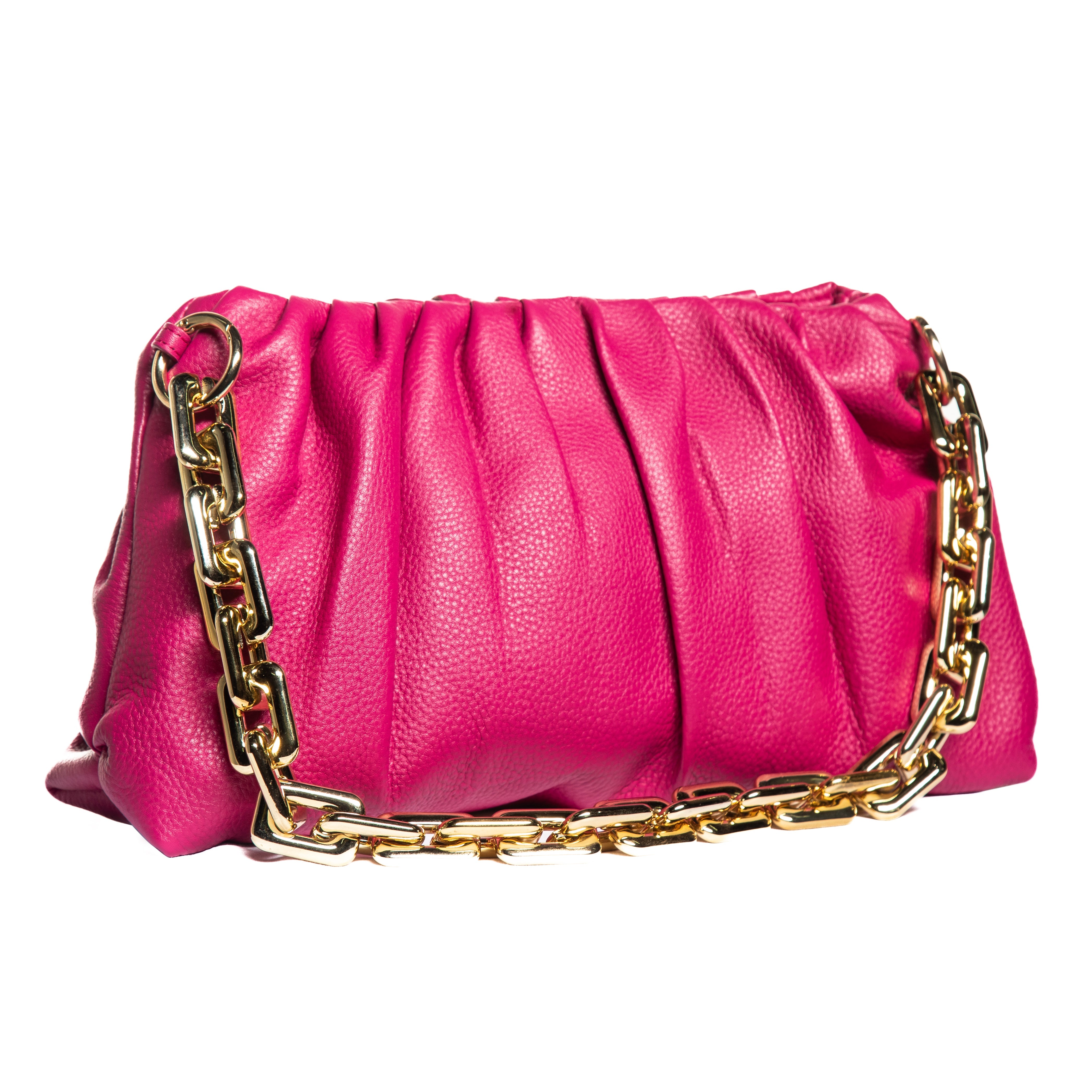 Sophia Leather Clutch Bag with Chain Handle