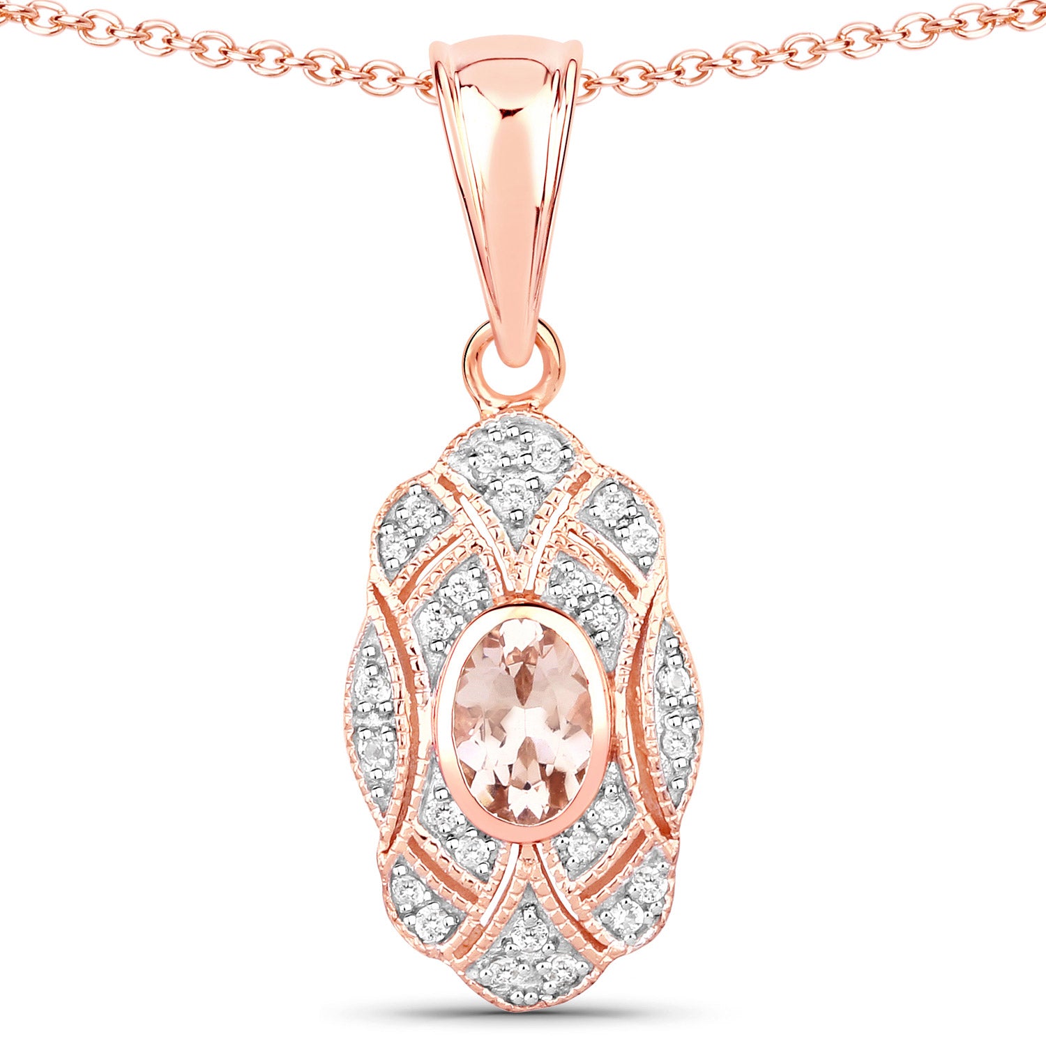 0.52 Genuine Morganite & White Topaz Sterling Silver Pendant