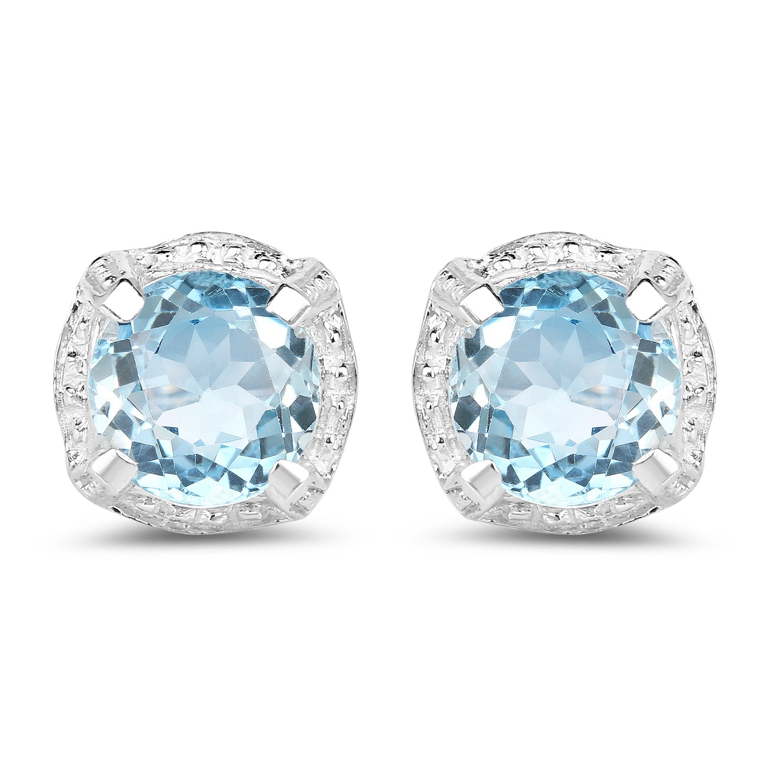 1.90 Carat Genuine Blue Topaz .925 Sterling Silver Earrings