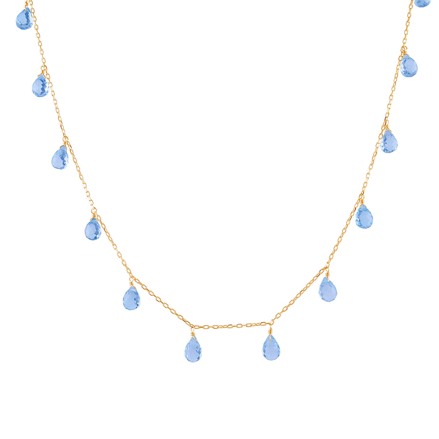 14k Sky Blue Topaz Tear Drop Necklace 17"