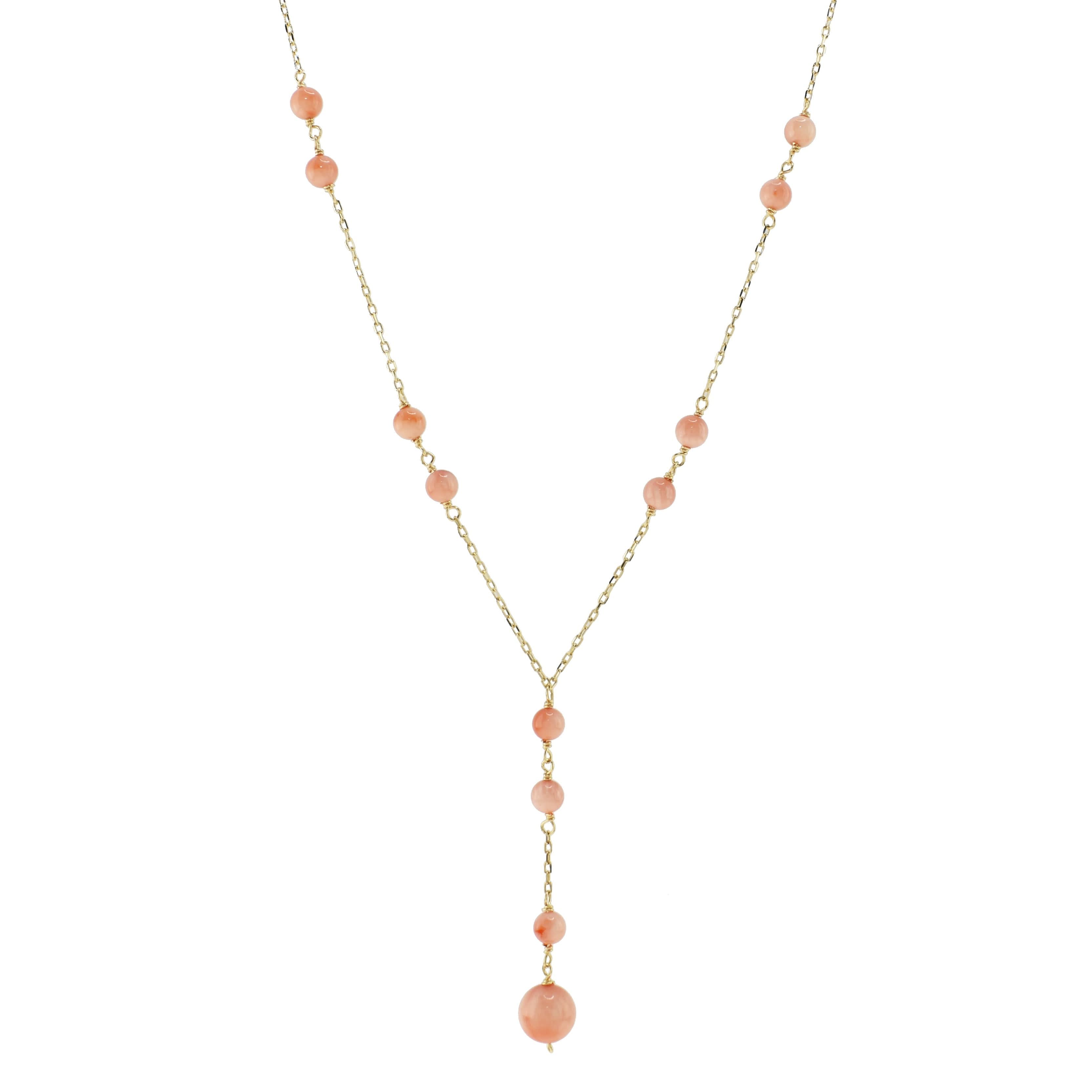 14k Angel Skin Coral Y Necklace 17"