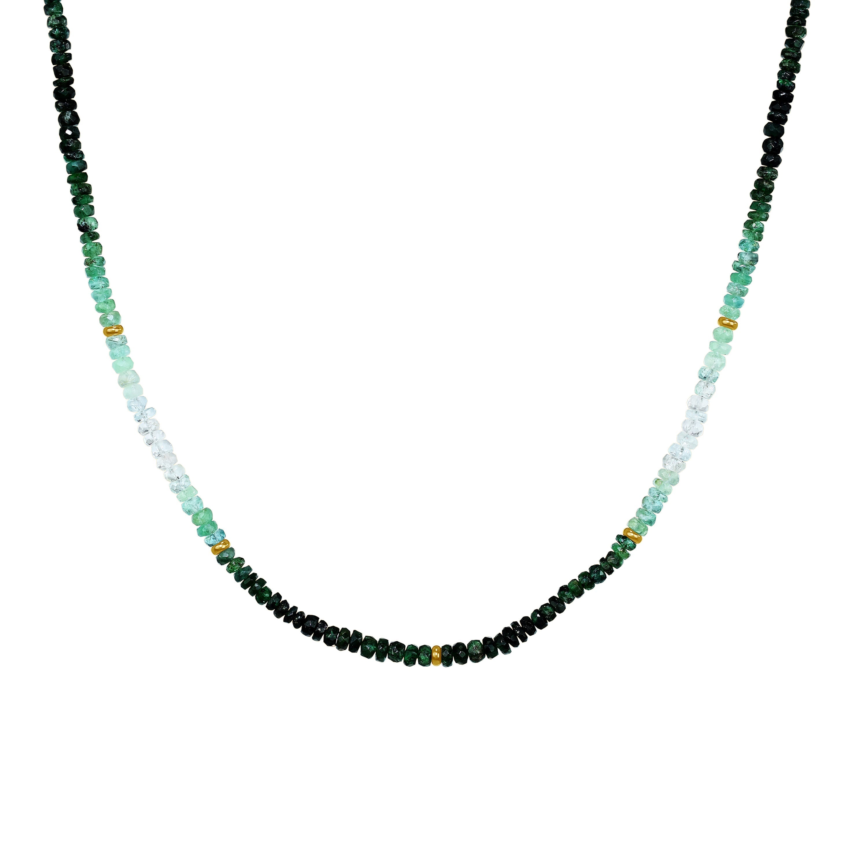 14k Emerald Gold Roundel Necklace 17"/18" - chicjewelry4u.com