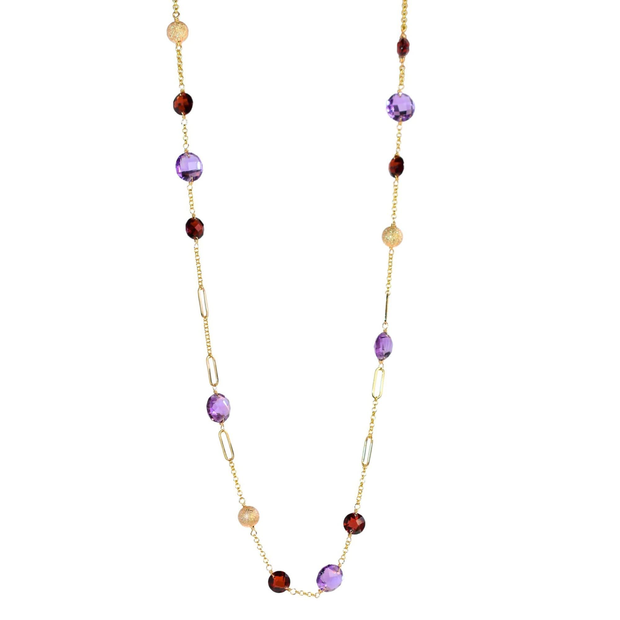 14k Coin Gemstone Fancy Station Necklace 18"