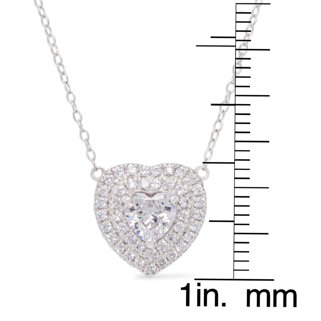 Sterling Silver Cubic Zirconia Heart Shaped Necklace