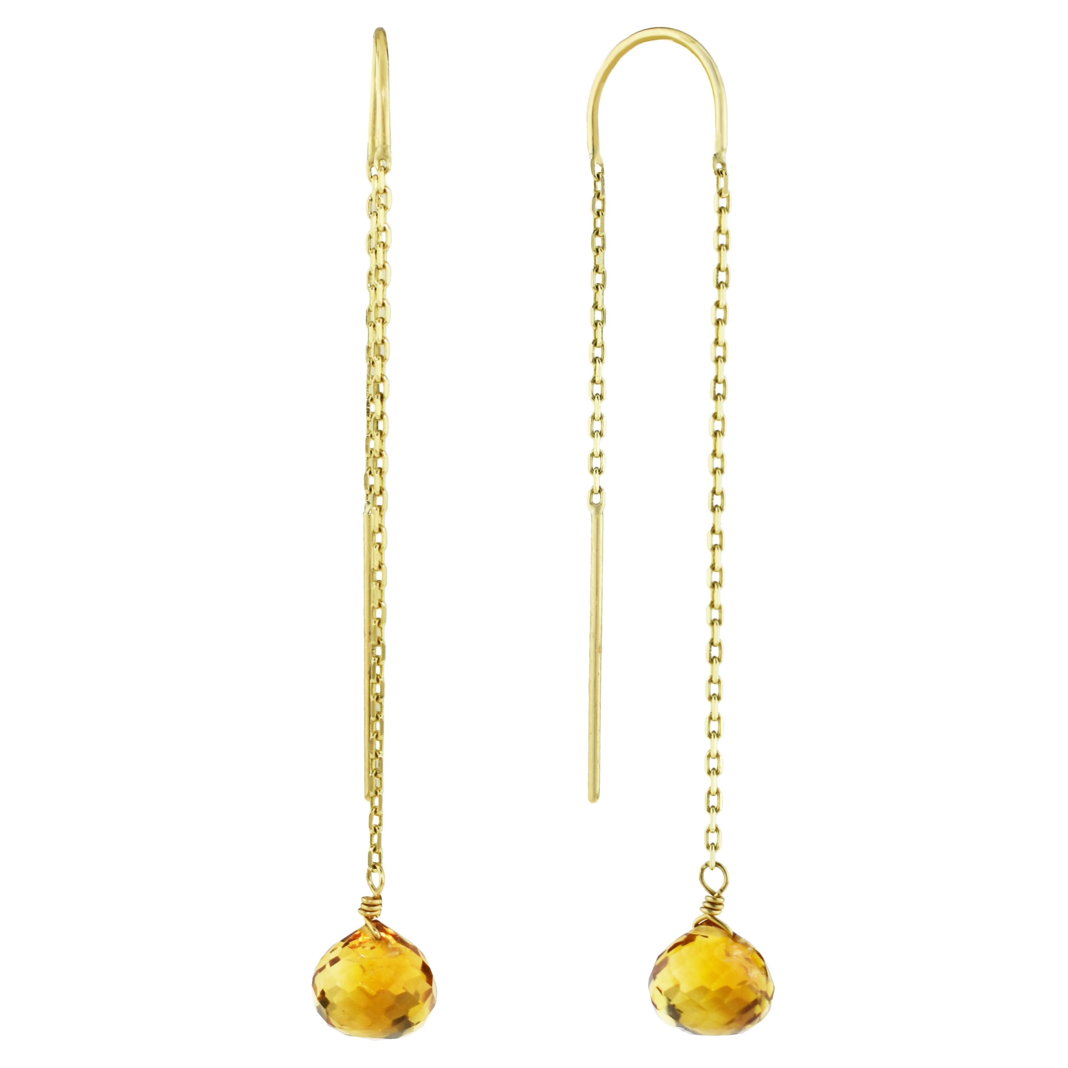 14k Gemstone Threader Earring