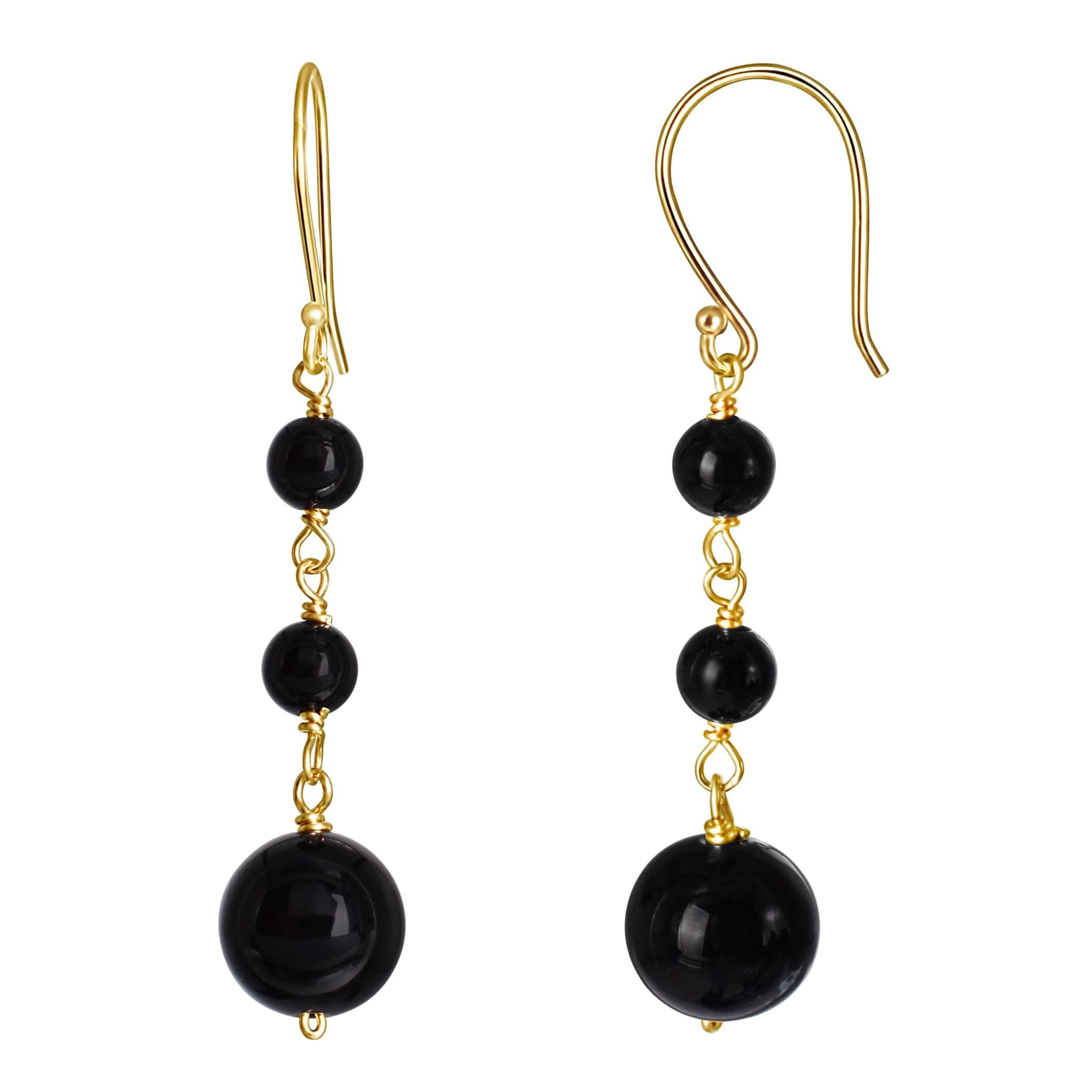 14k Black Onyx Hook Earring