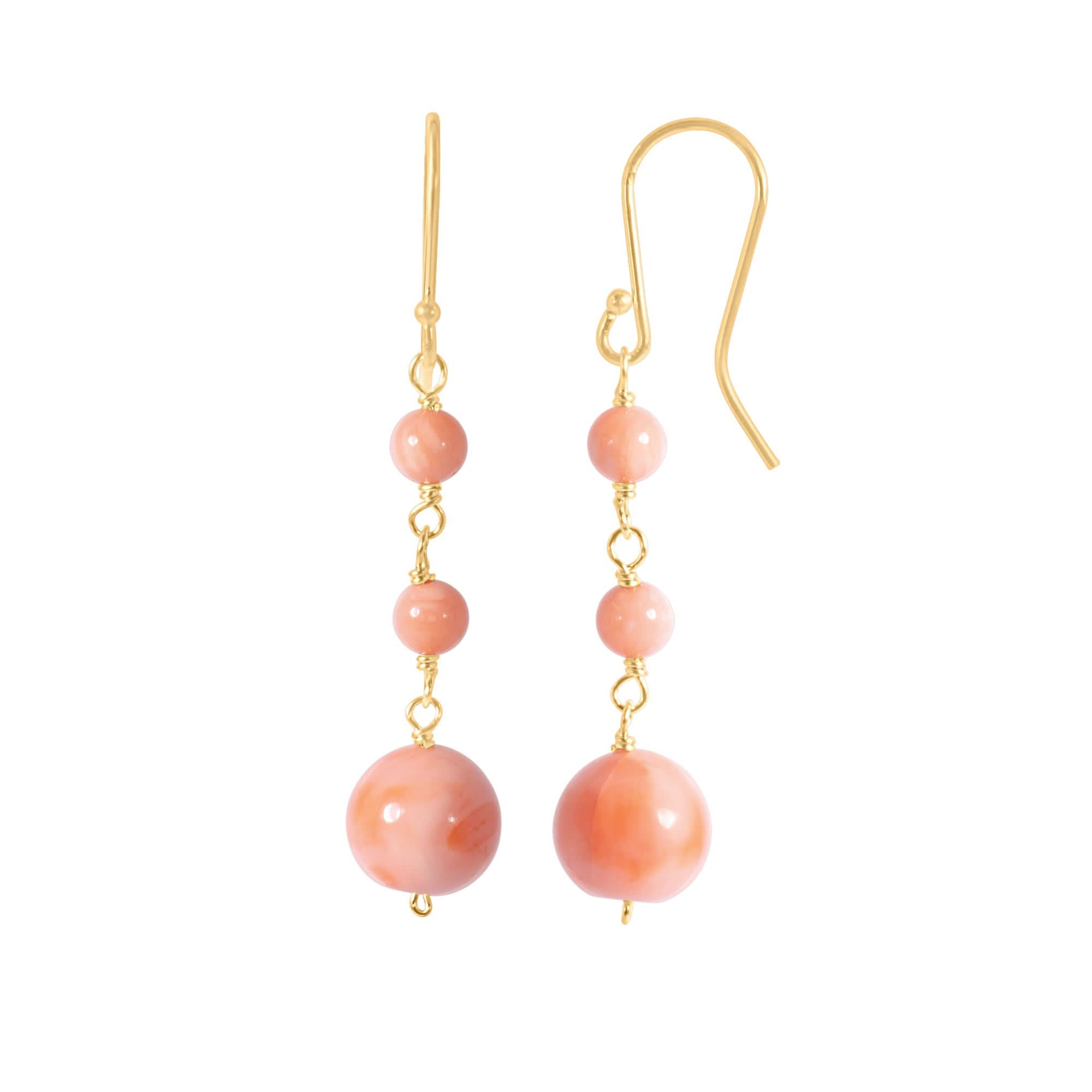 14k Pink Coral Hook Earring