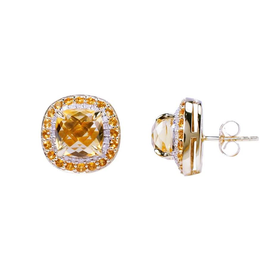 14k Citrine Diamond Post Earring