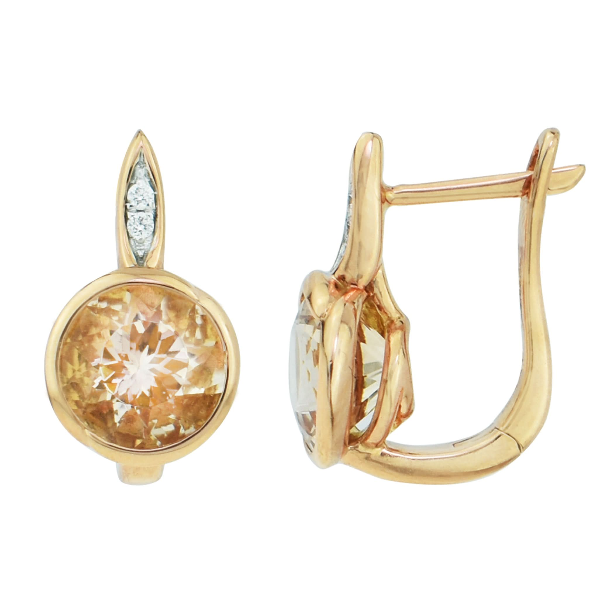 14k Rose Gold Morganite VS Diamond Earrings