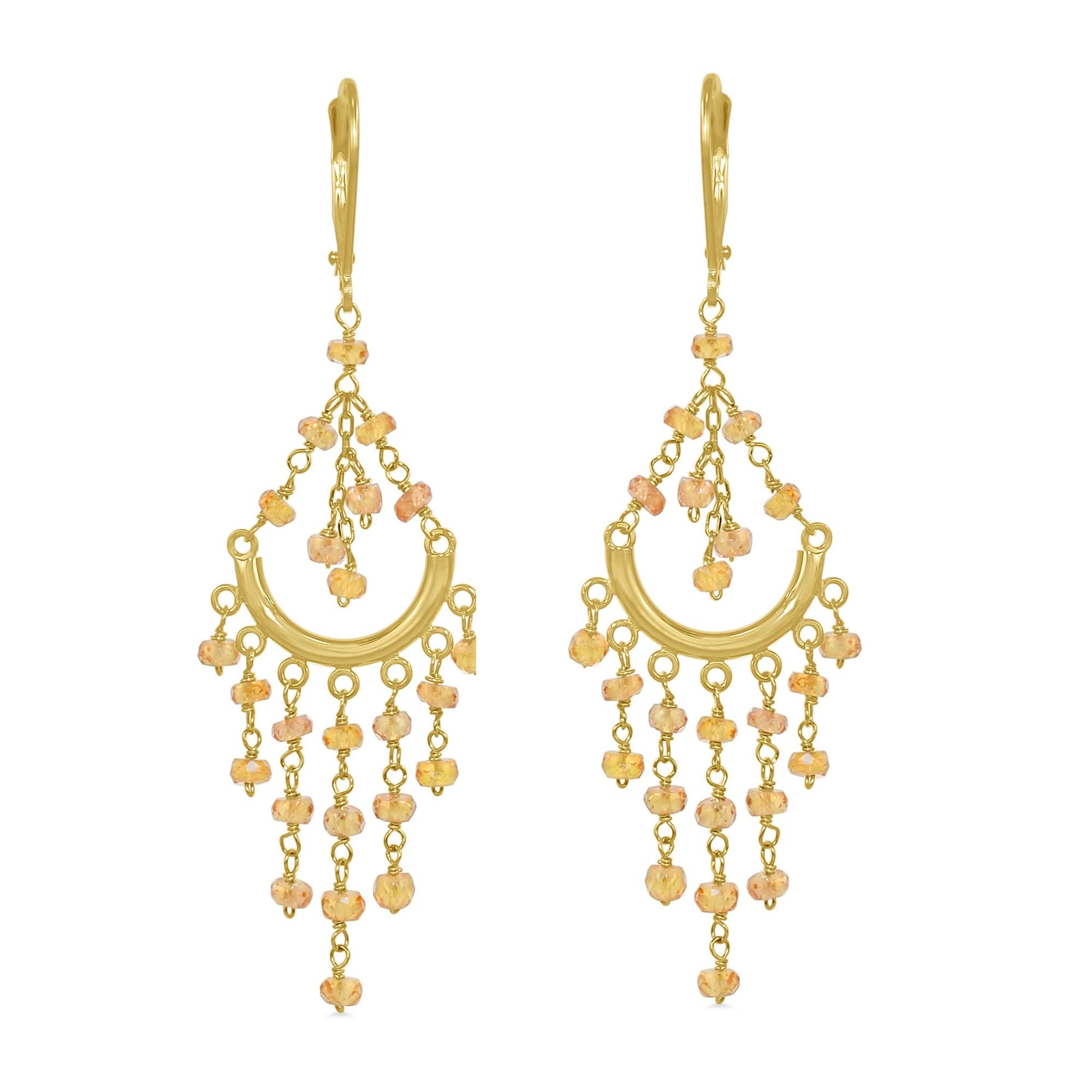 14k Multi Precious Stones Chandelier Leverback Earring