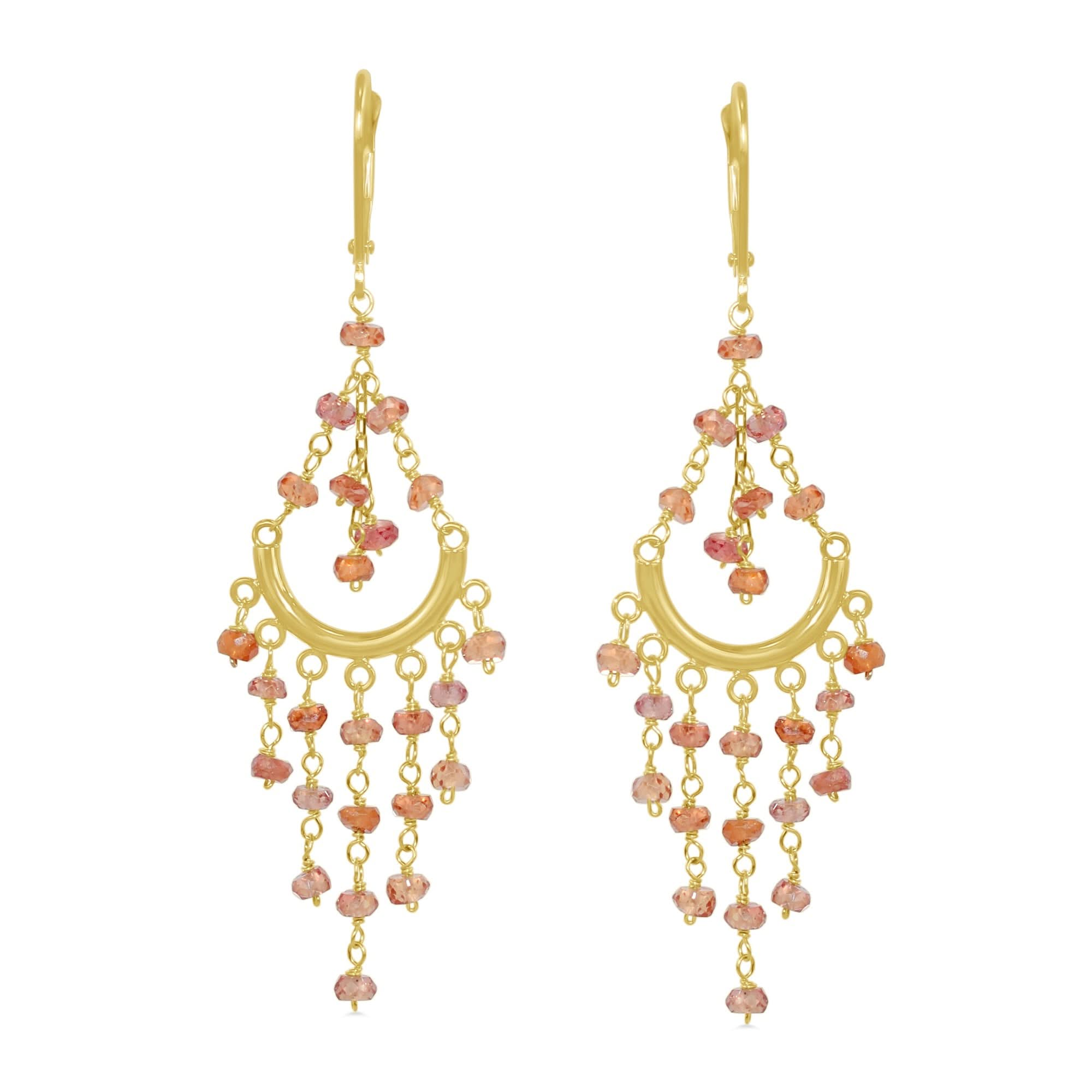 14k Multi Precious Stones Chandelier Leverback Earring