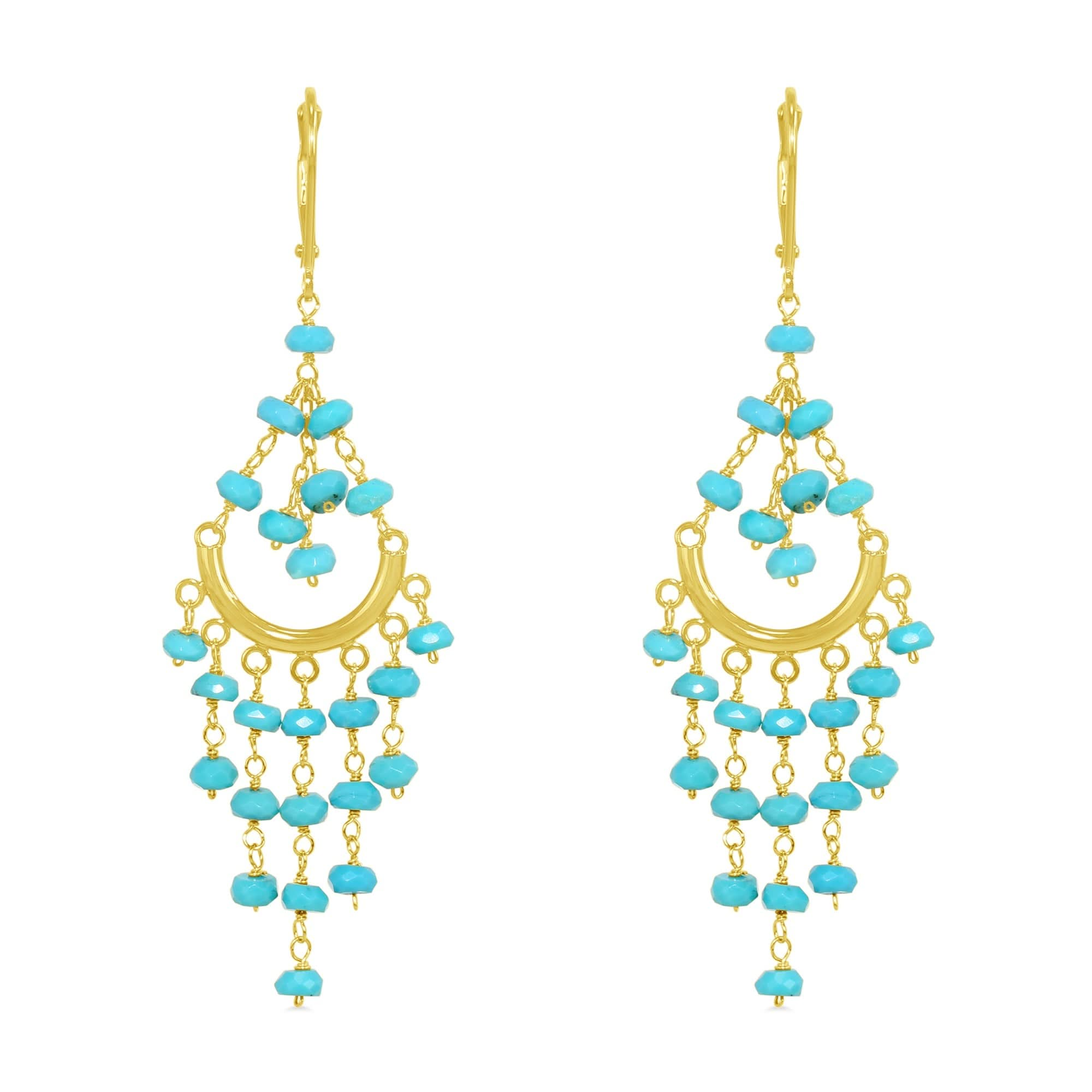 14k Multi Precious Stones Chandelier Leverback Earring