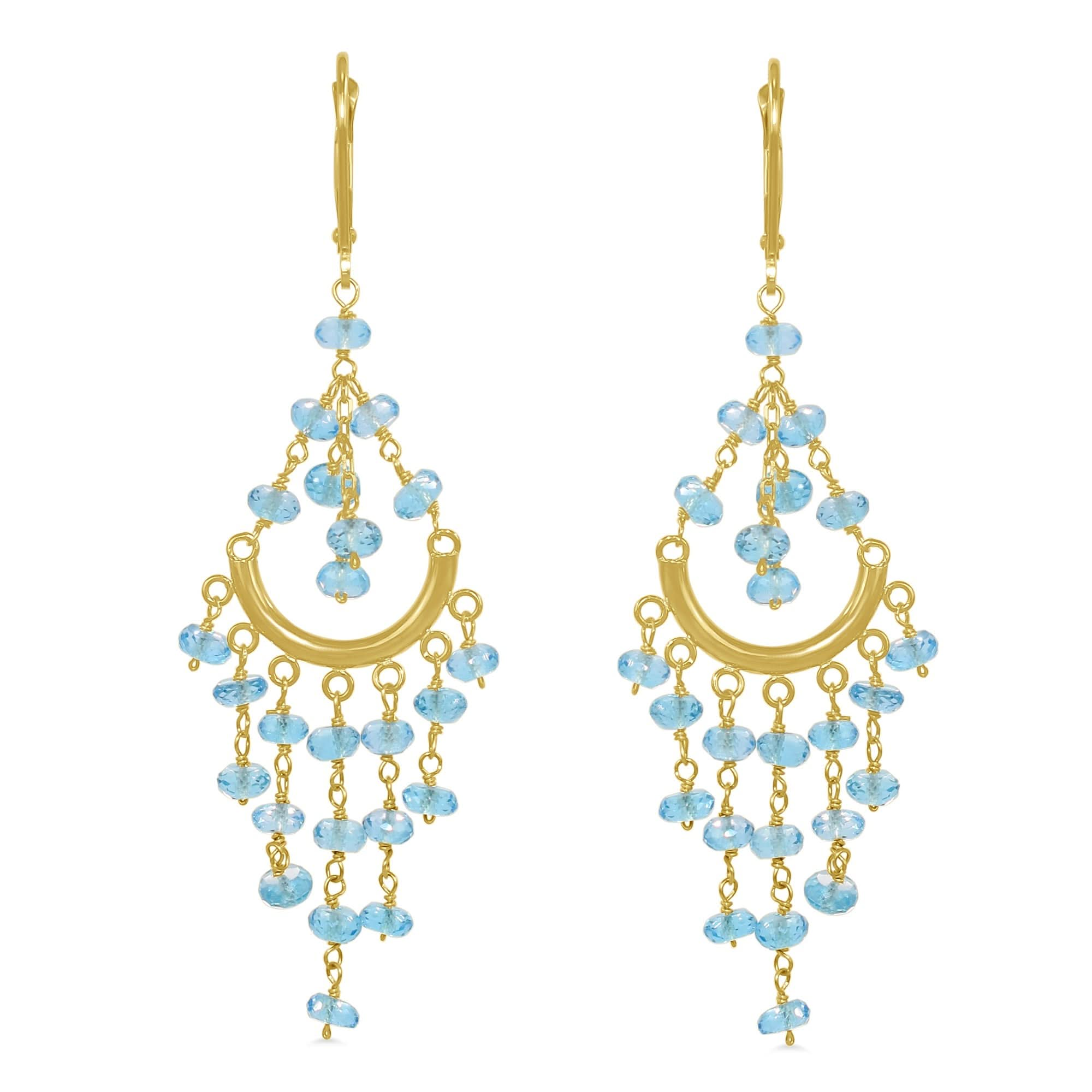 14k Multi Precious Stones Chandelier Leverback Earring