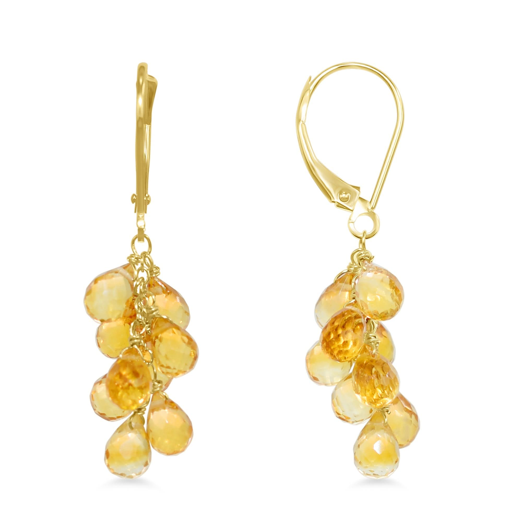 14k Gemstone Cluster Leverback Earring