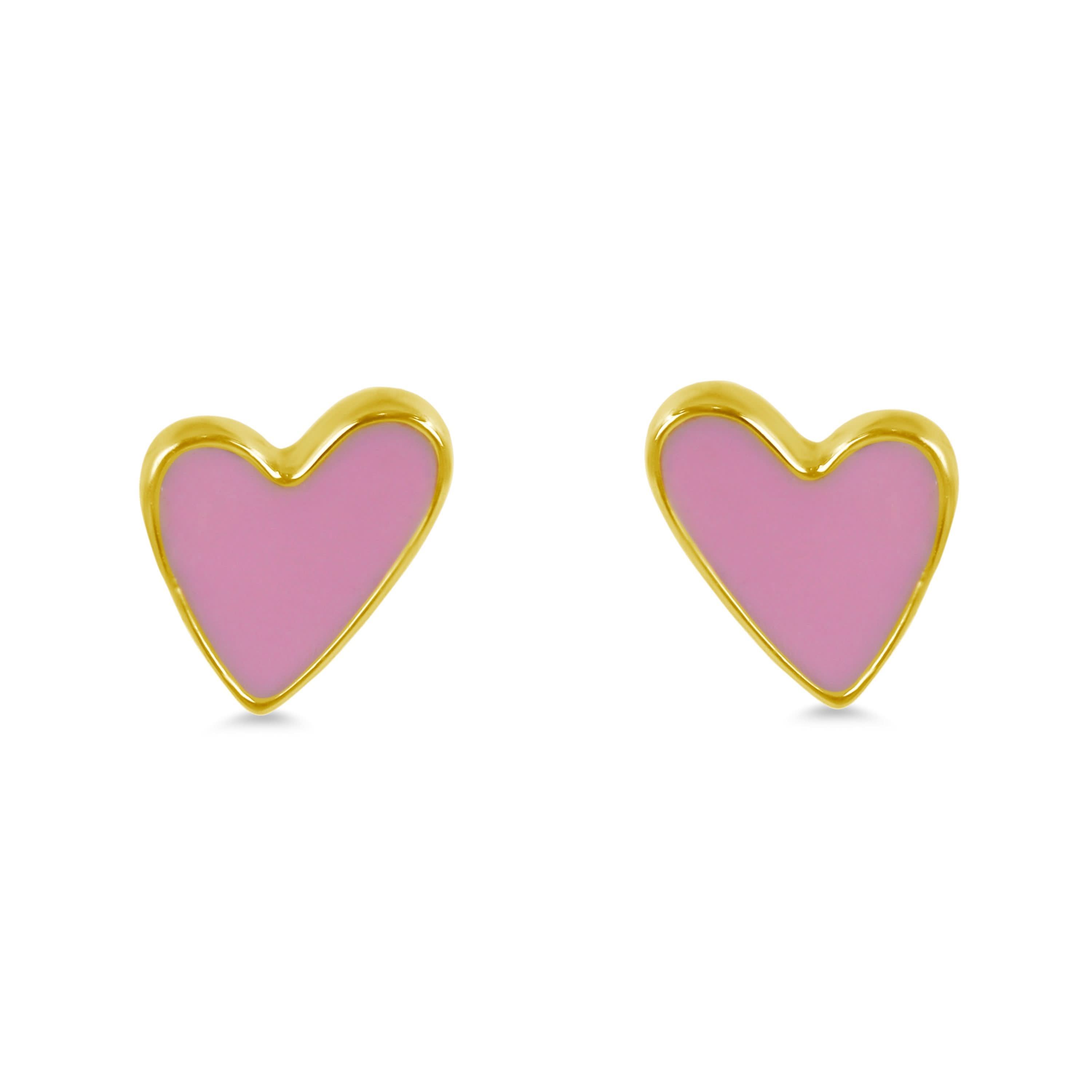 14k Pink Enamel Post Earring