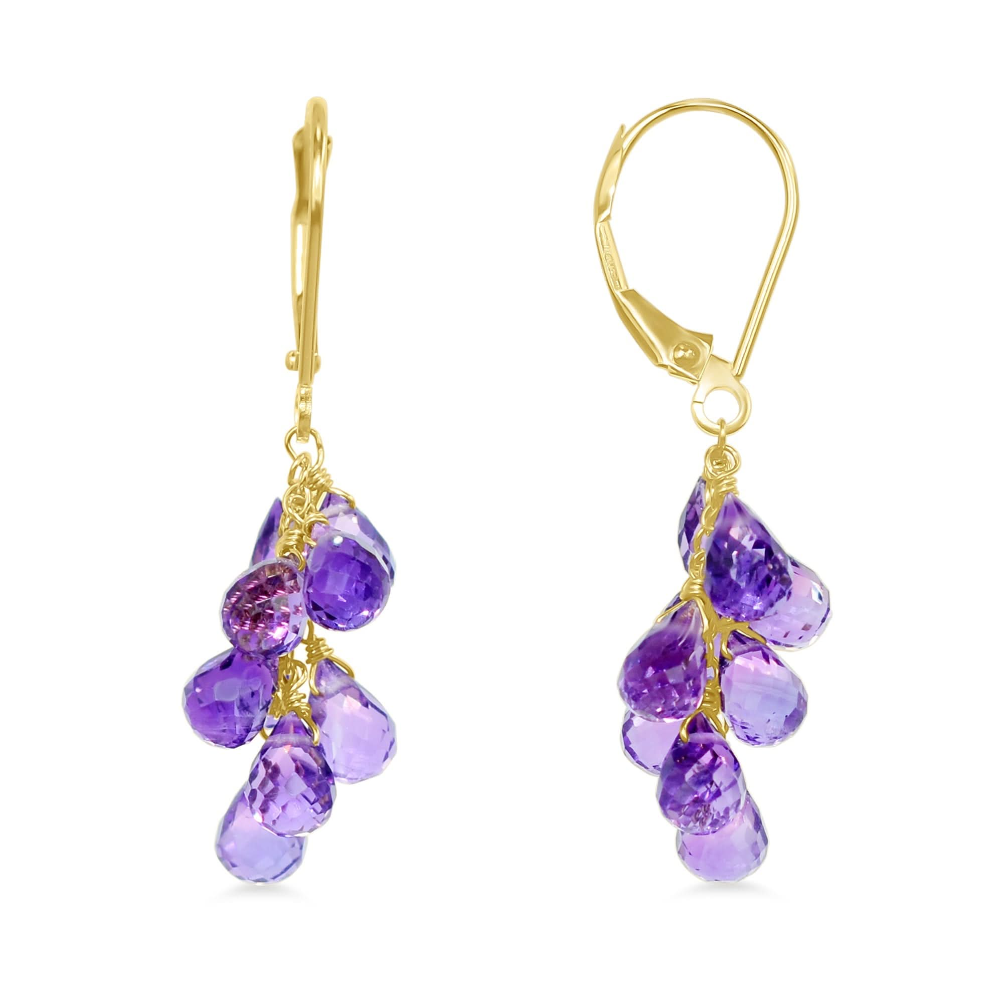 14k Gemstone Cluster Leverback Earring