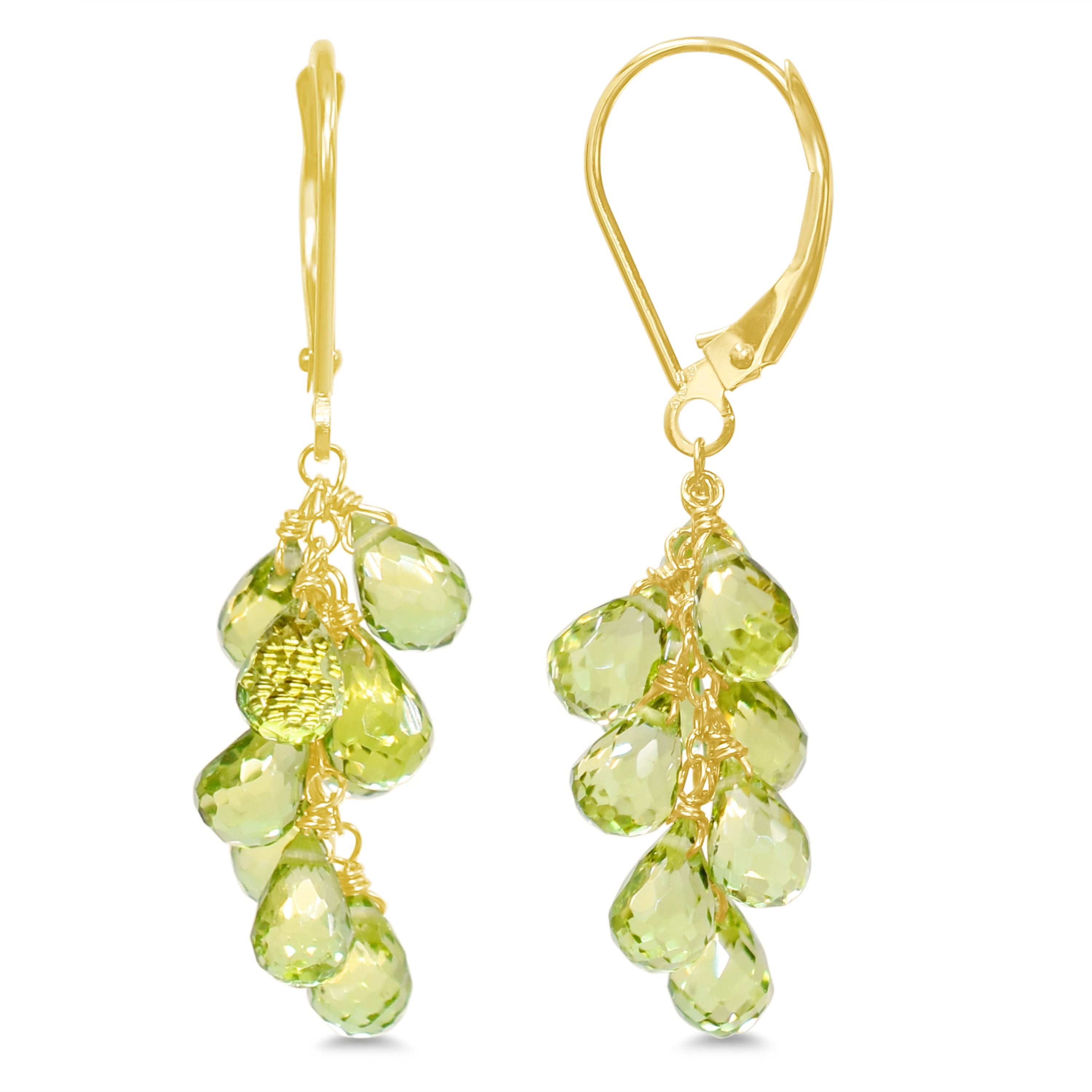 14k Gemstone Cluster Leverback Earring