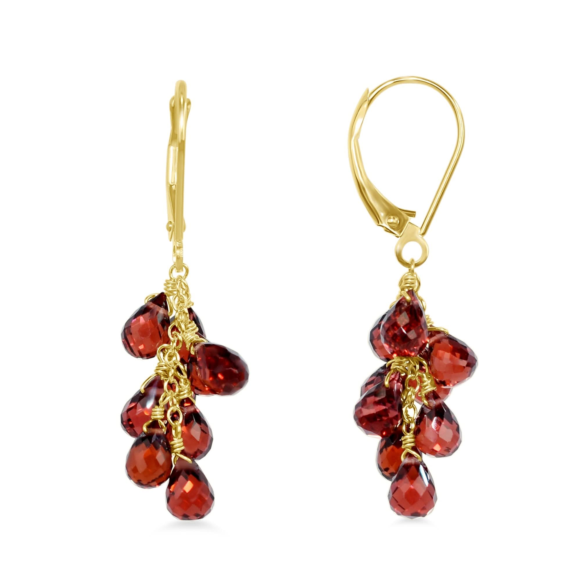 14k Gemstone Cluster Leverback Earring