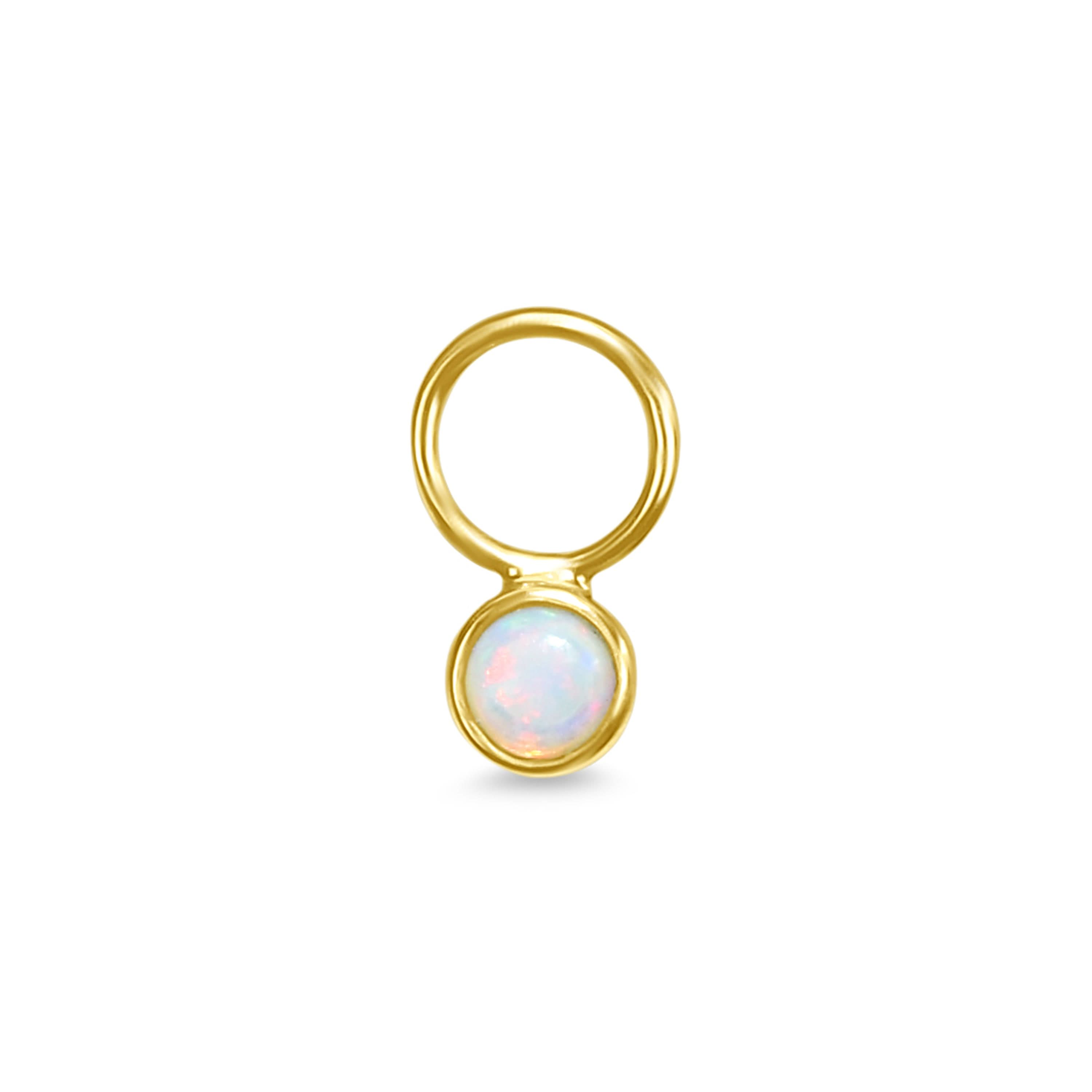 14k Round Opal Bezel Charm