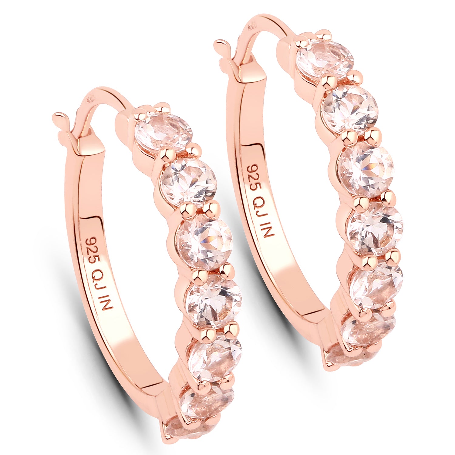 14K Rose Gold Plated 1.68 Carat Genuine Morganite .925 Sterling Silver Earrings