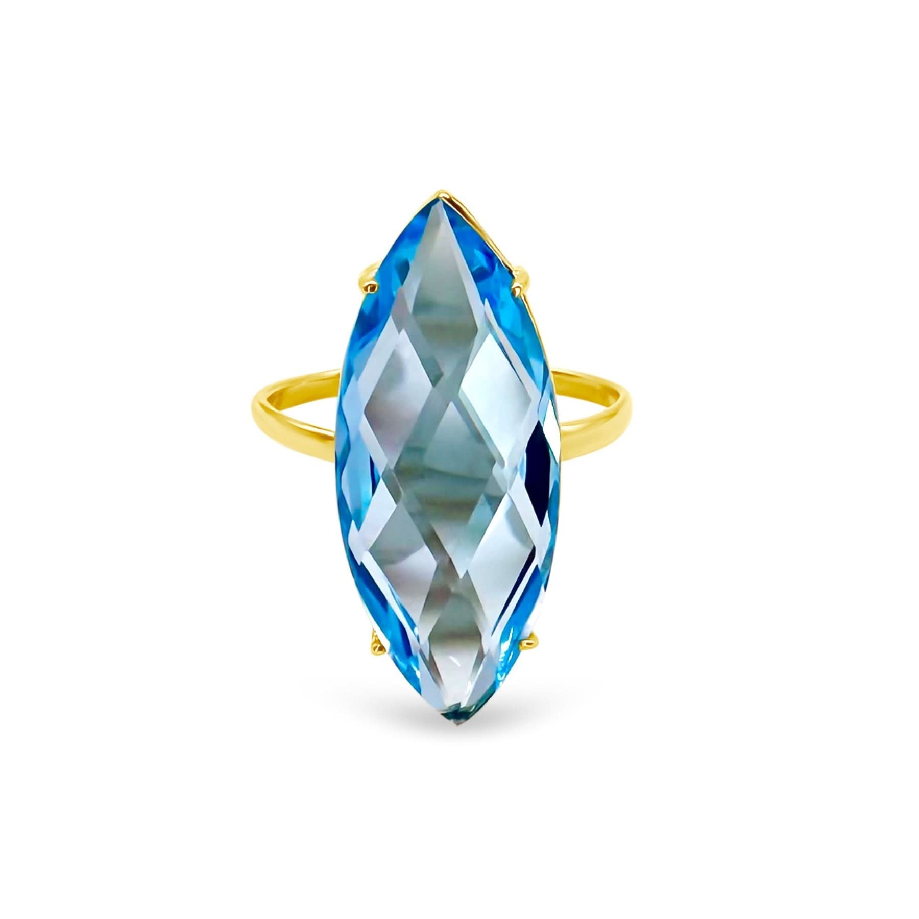 14k Sky Blue Topaz Marquise Ring