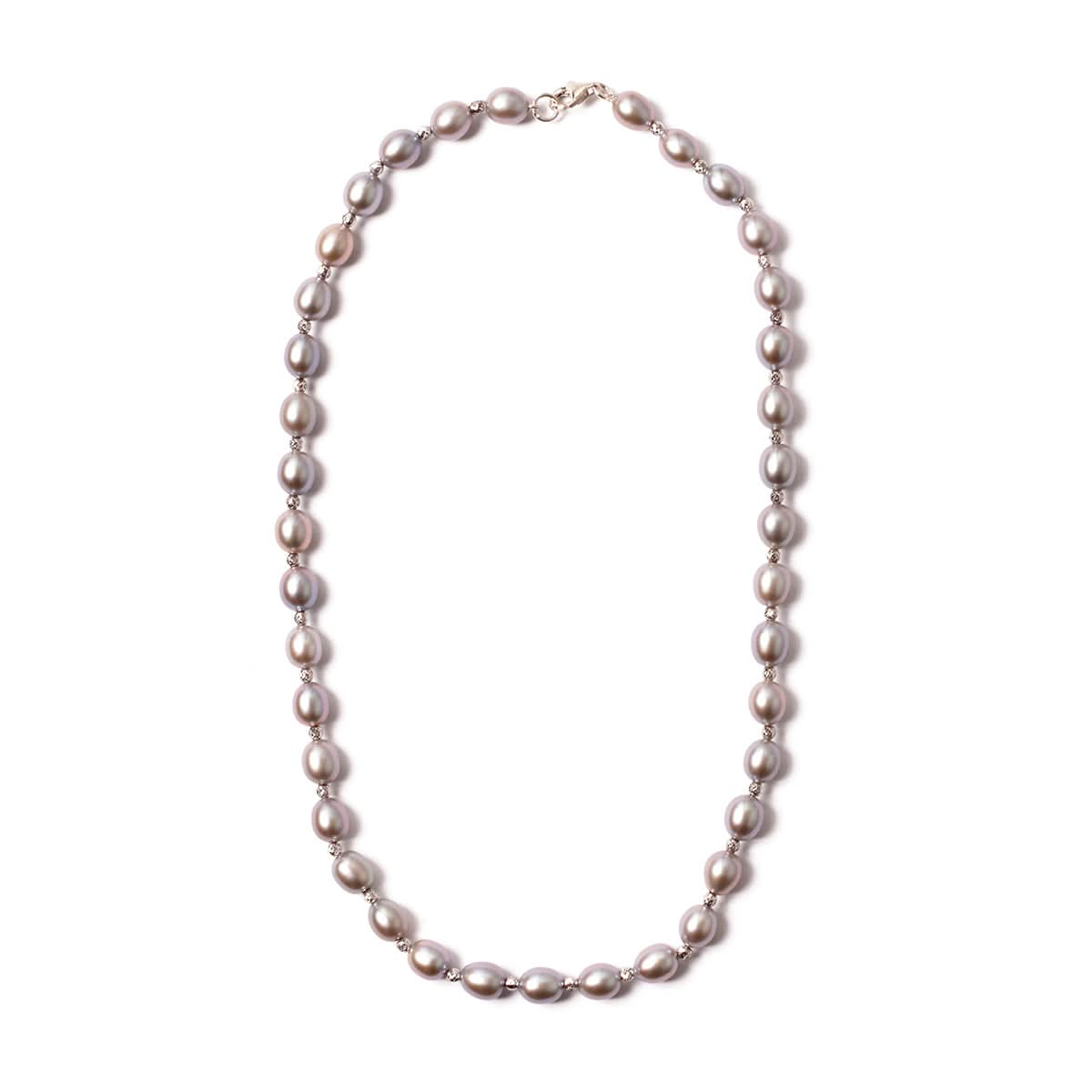 Sterling Silver Grey Freshwater Pearl 1X1 Necklace 18"