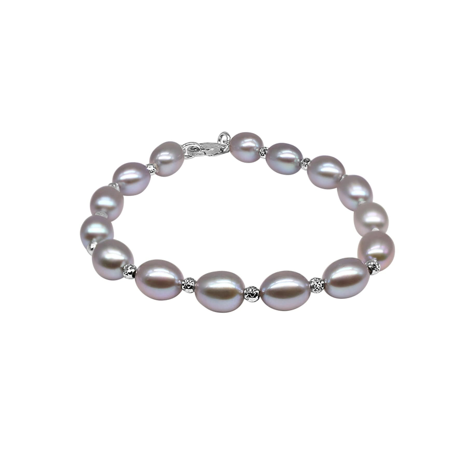 Sterling Silver Grey or White Freshwater Pearl Bracelet 7.5"