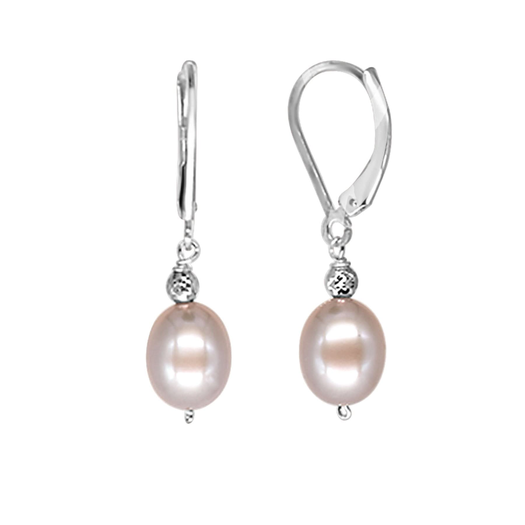 Sterling Silver Freshwater Pearl Leverback Earrings