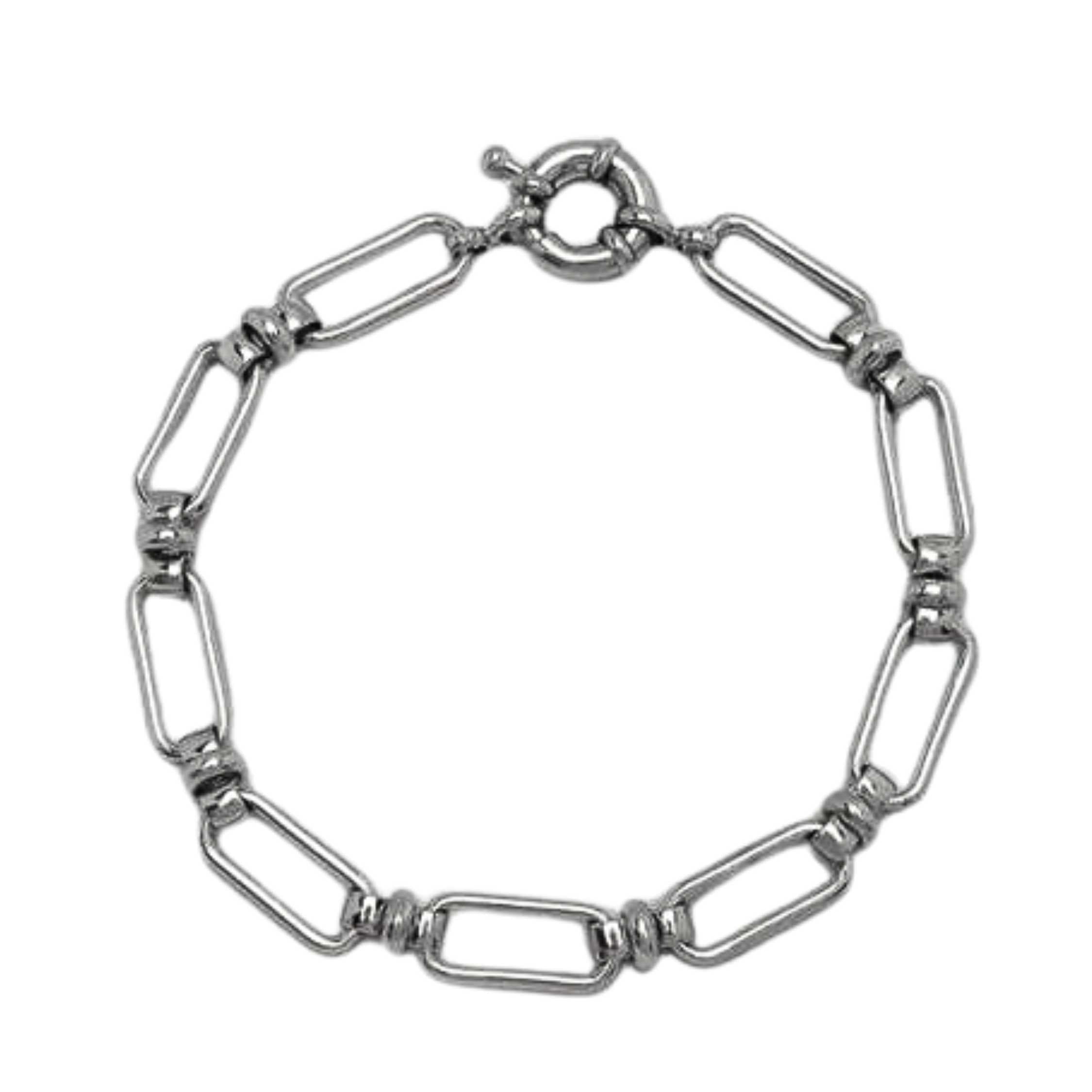 Silver Plated Paperclip Station Chain Bracelet