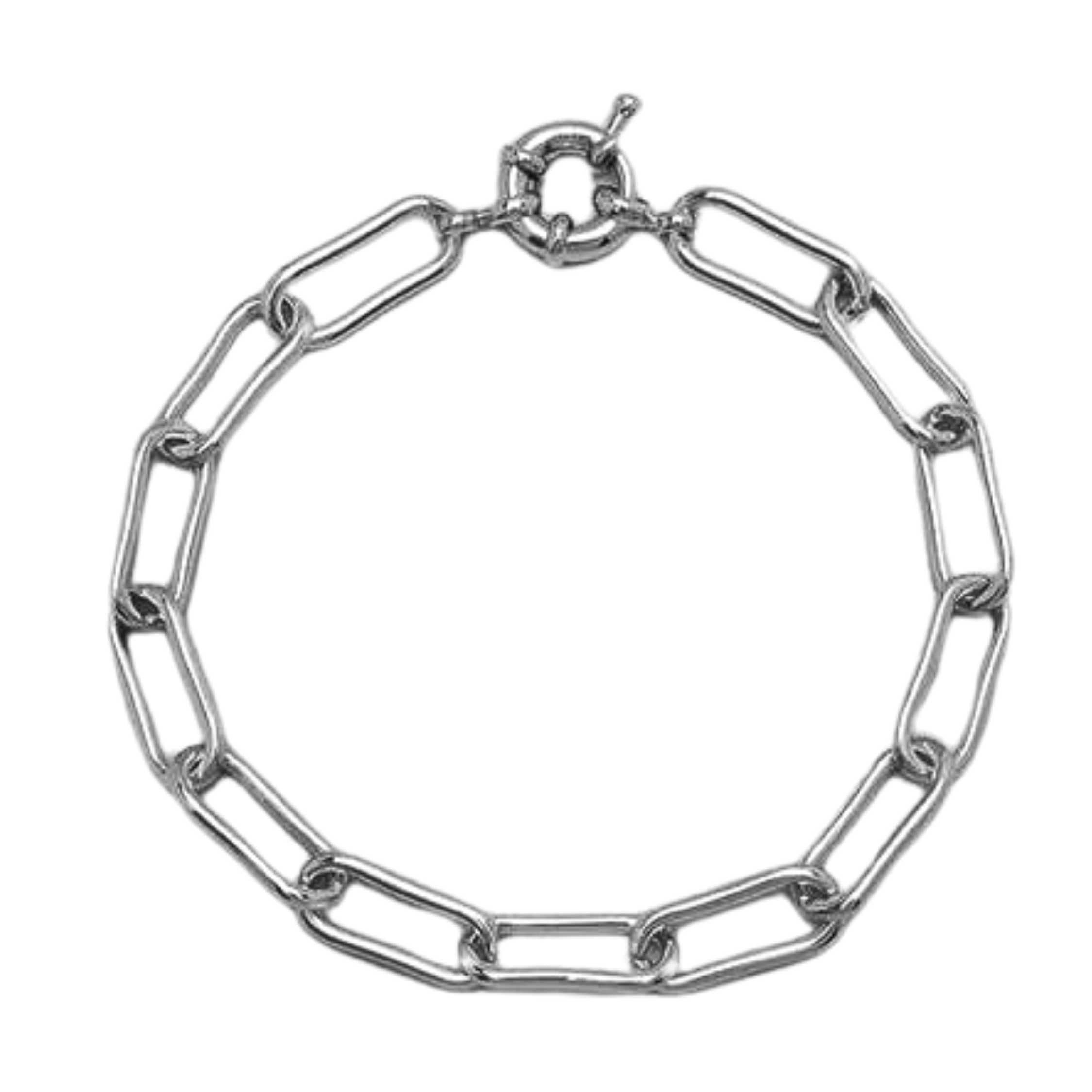 Silver Plated Thin Paperclip Link Bracelet