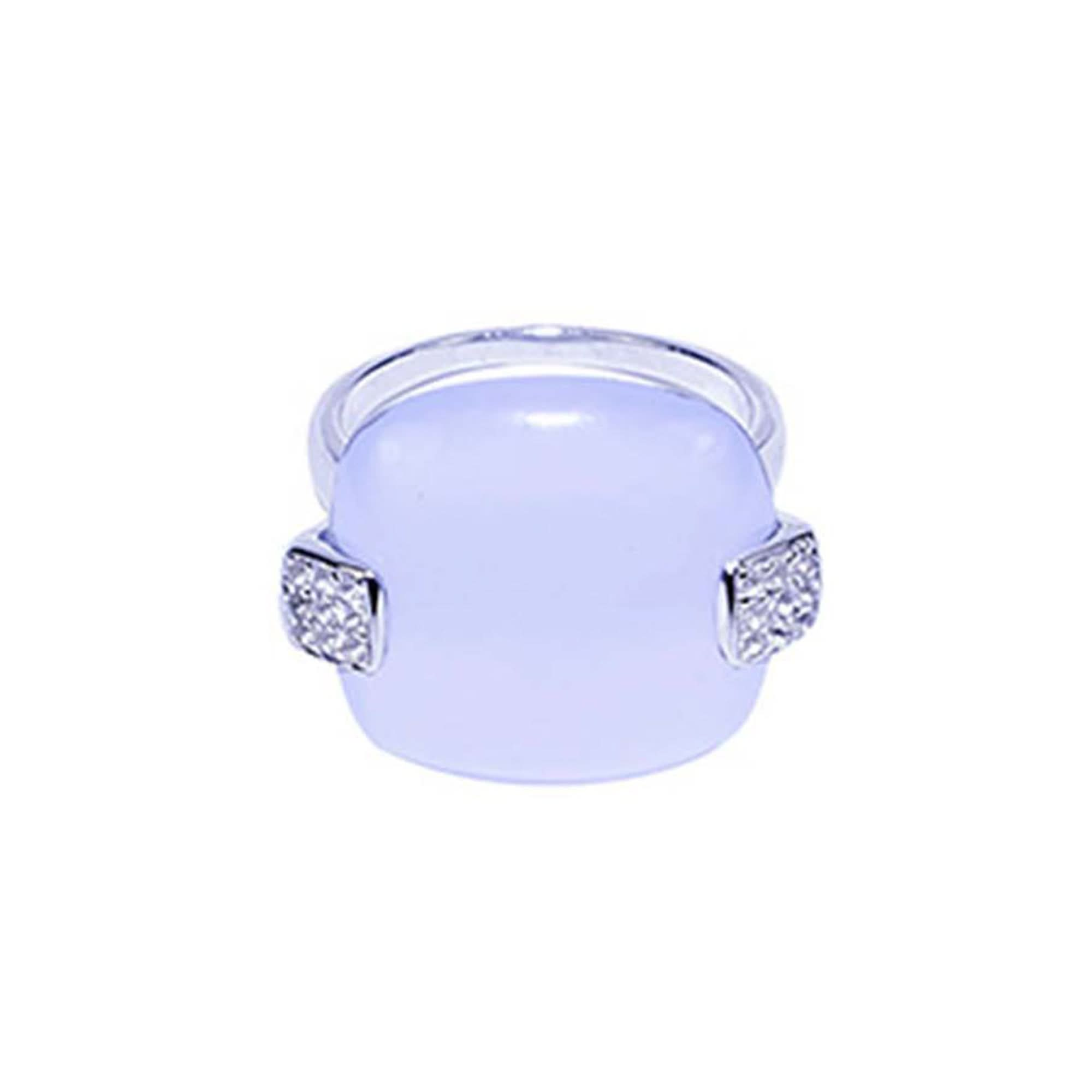 Sterling Silver Blue Chalcedony White Topaz Ring - Size 7