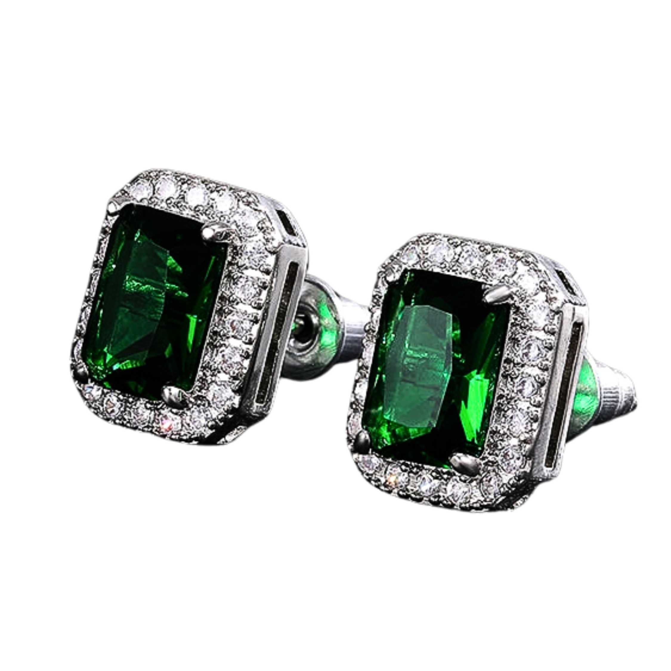 Green Cubic Zirconia Stud Earrings