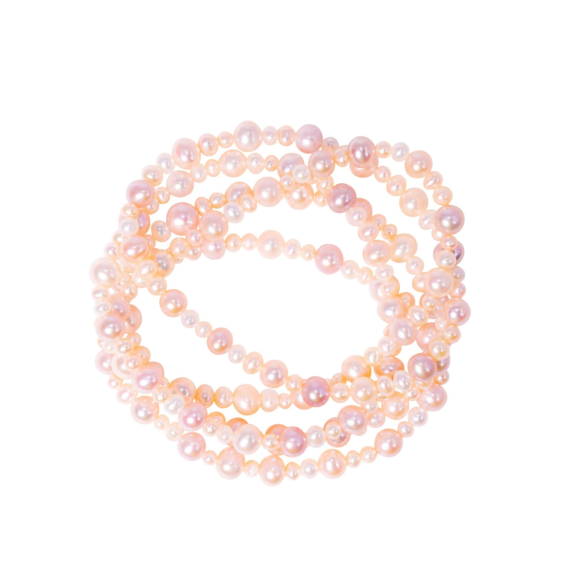 14k Multi Dyed Freshwater Pearls Stretch Bracelet Set