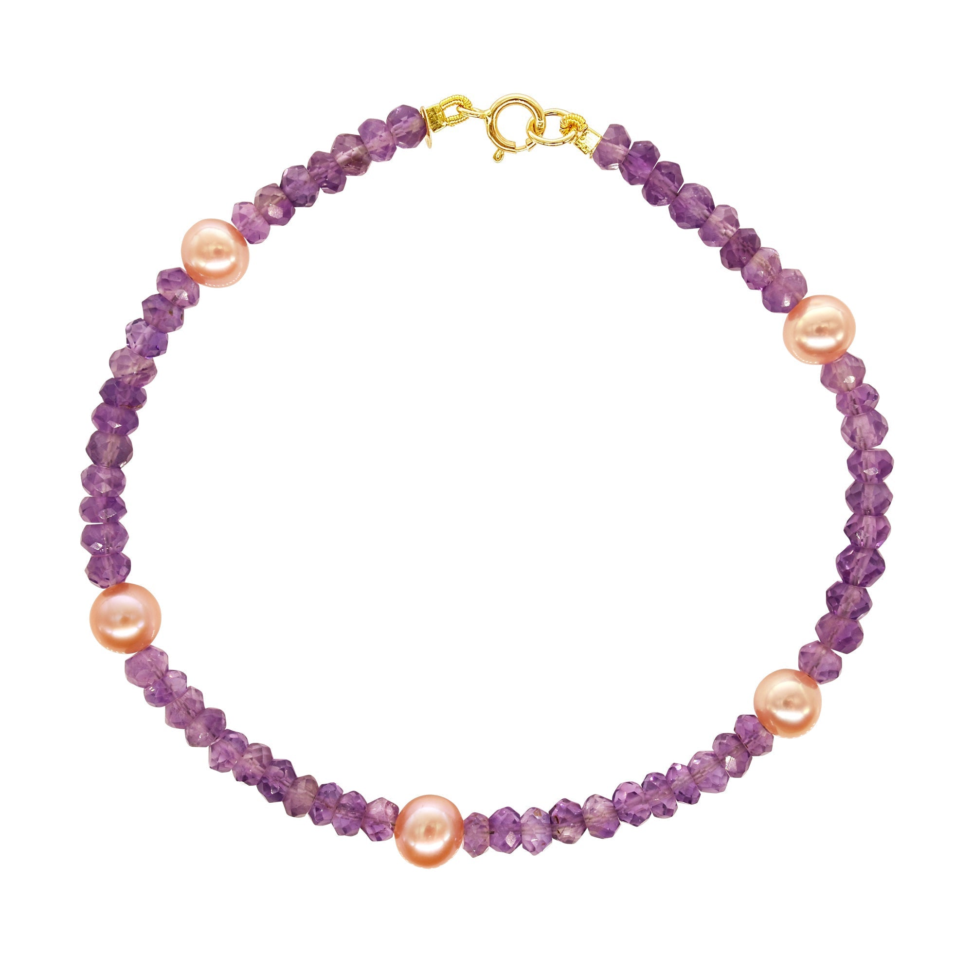 14k Amethyst Pink Freshwater Pearl Bracelet 7.5" - chicjewelry4u.com