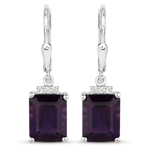 Genuine 6.63 Carat Amethyst .925 Sterling Silver Earrings