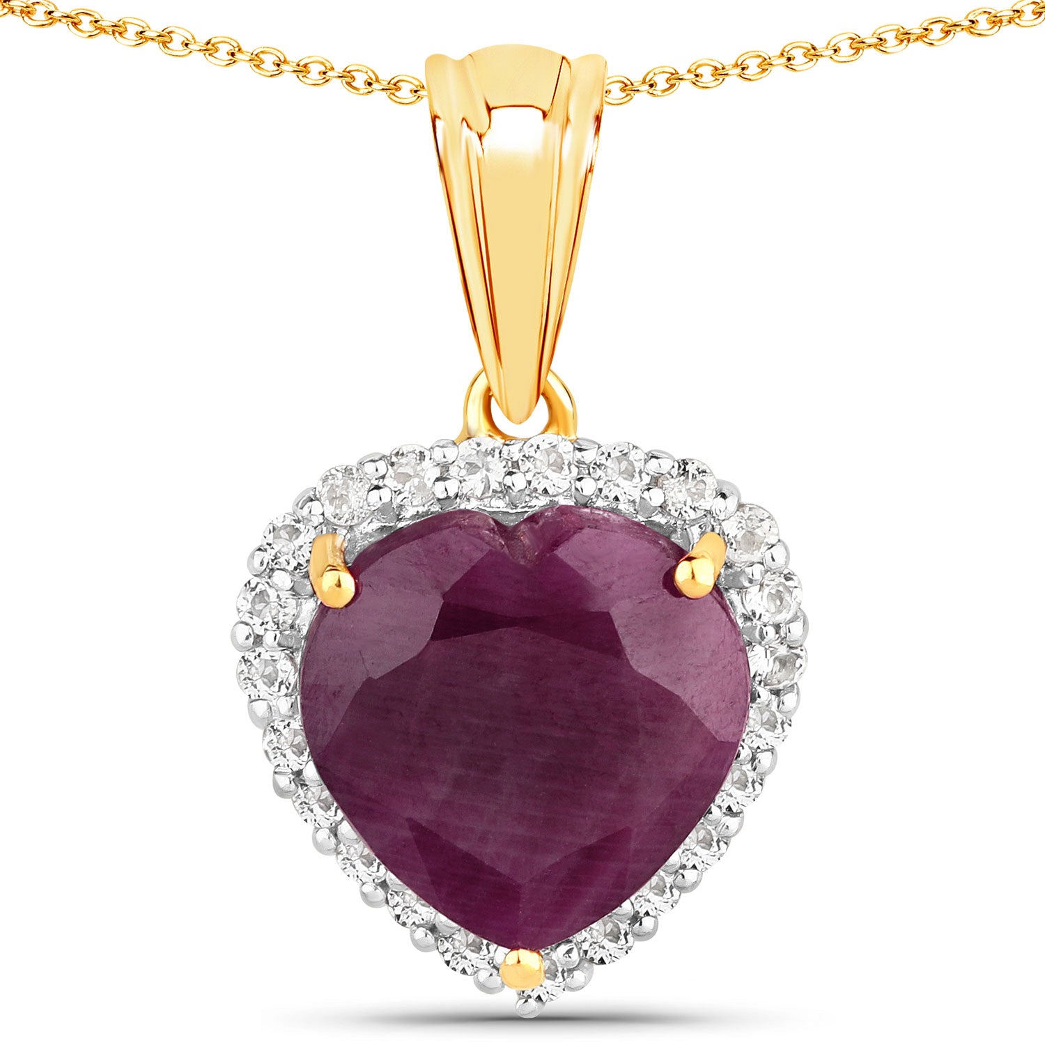 7.11 Carat Ruby and White Topaz .925 Sterling Silver Pendant