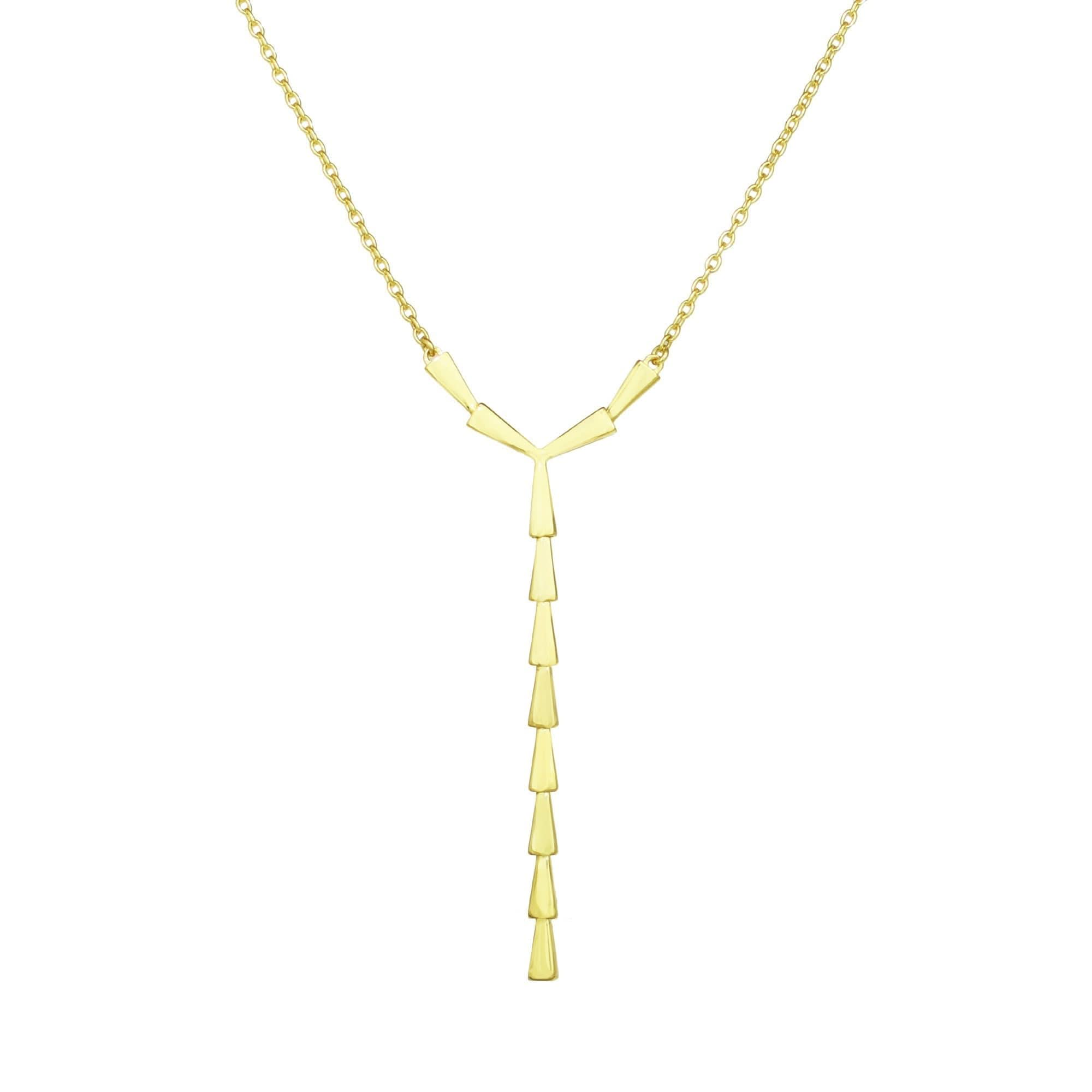 Séchic 14k Gold Triangles Linear Y Necklace 18"