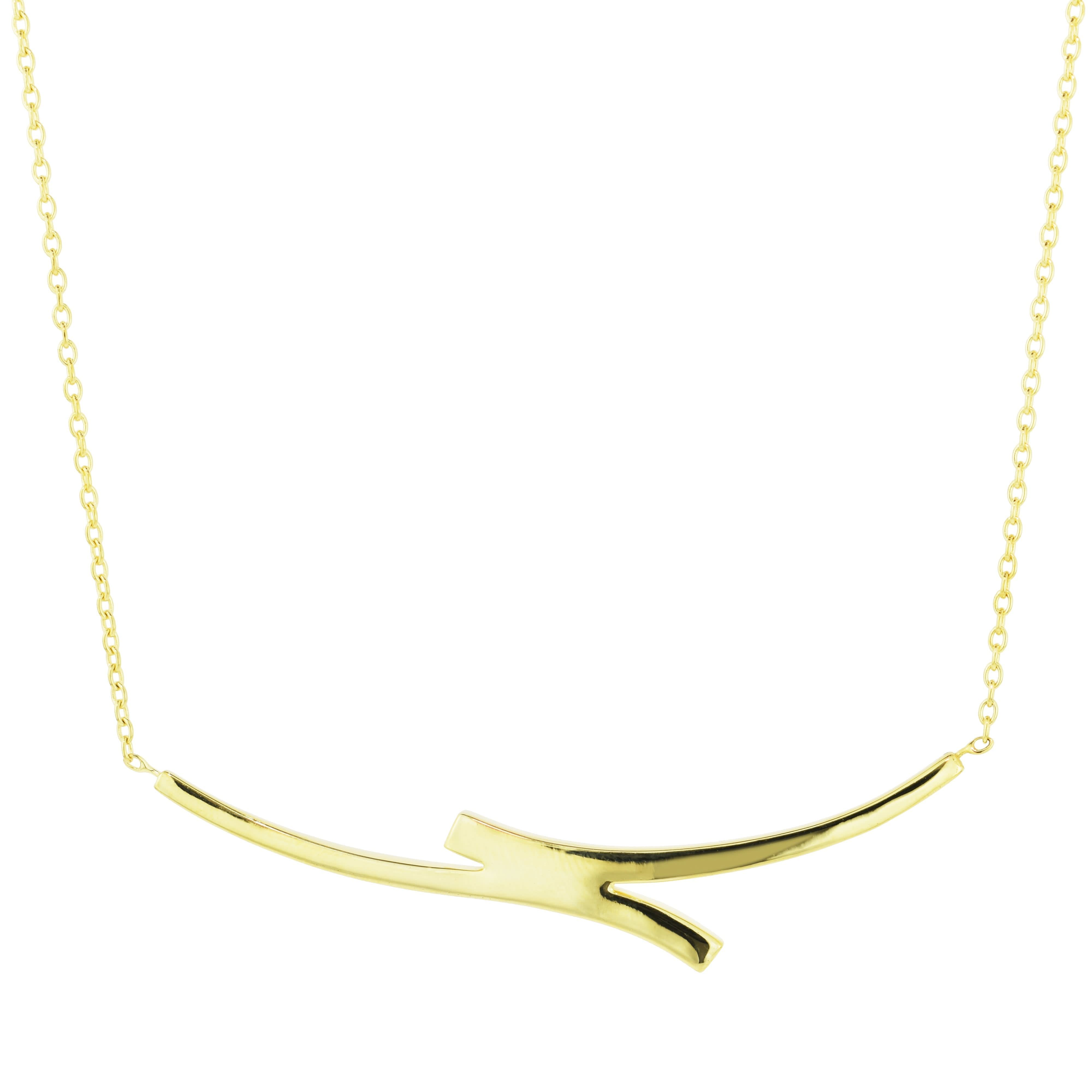 Séchic 14k Horizontal Curved Bars Pendant Necklace 18"