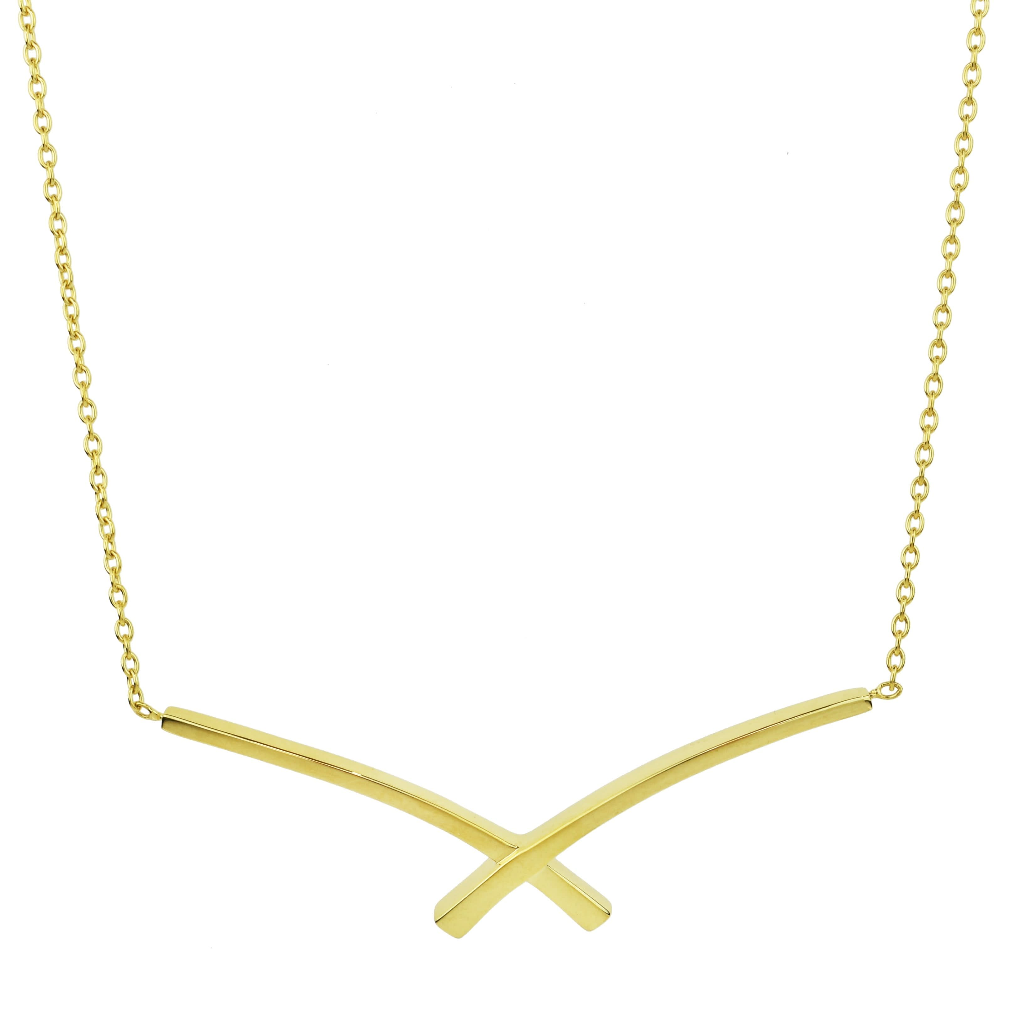 Séchic 14k Bars Criss Cross Pendant Necklace 18"